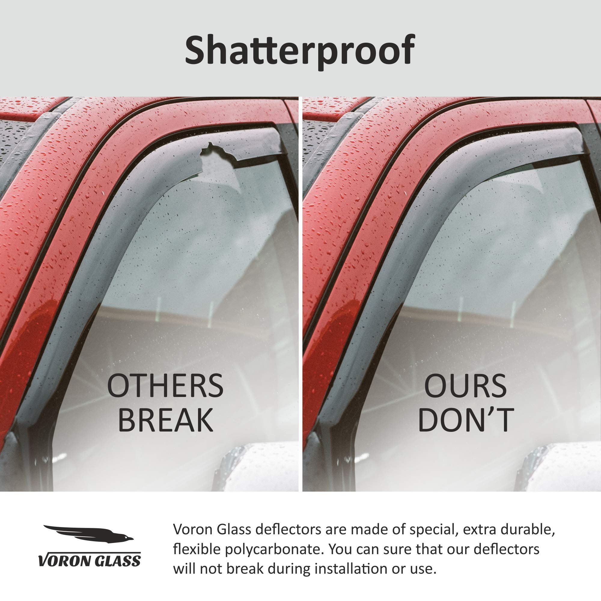 Voron Glass in-Channel Extra Durable Rain Guards for Trucks Chevrolet (Chevy) Silverado/GMC Sierra 2014-2018 Crew Cab, Window Deflectors, Vent Window Visors, 4 Pieces - 220009