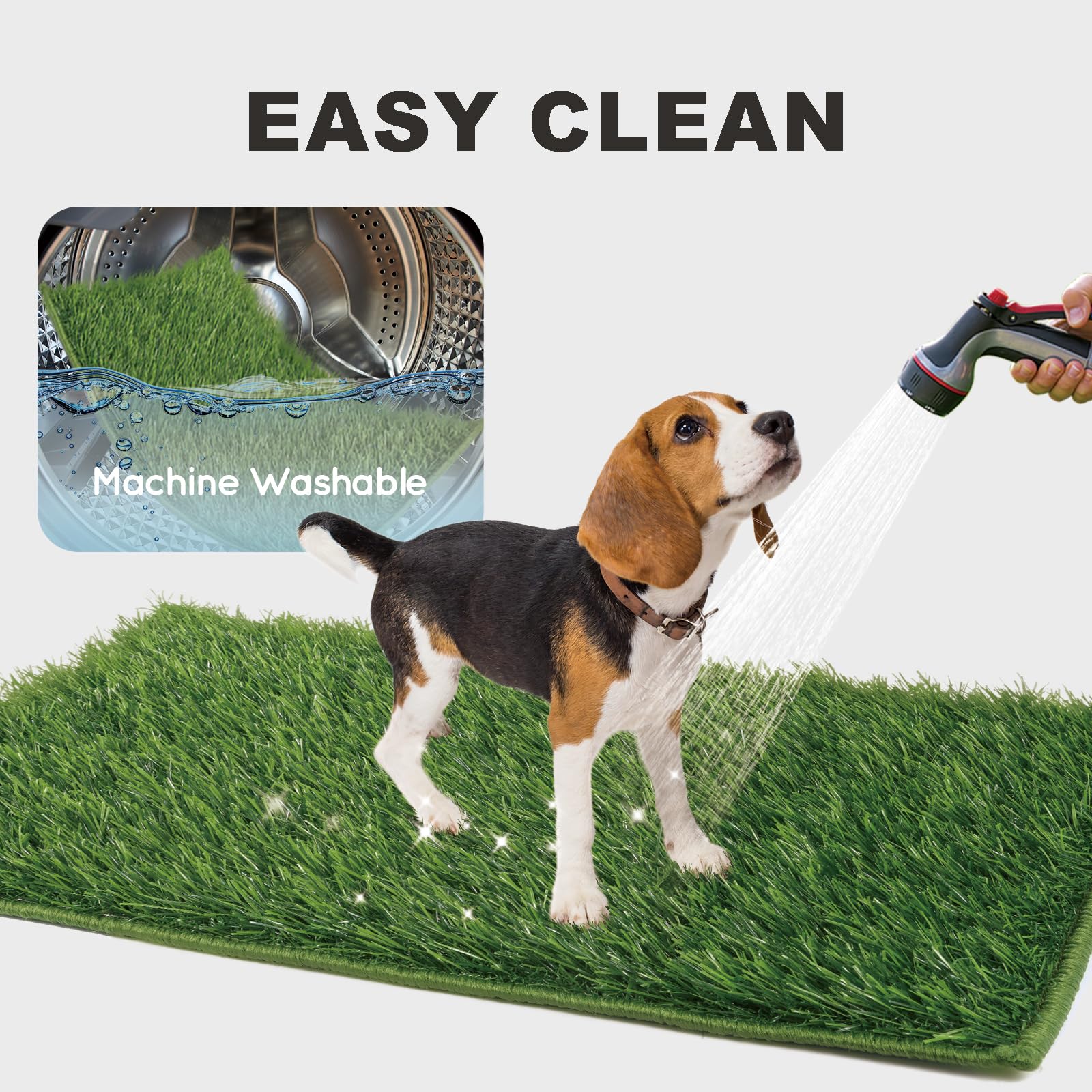 HQ4US 4LEGS Artificial Grass, Dog Pee Grass Pads for Dogs Potty, 2PCS Odor Free Fake Grass for Dogs Small 22" x 14" with Countless Drainage Holes, Dog Potty Grass Hemmed Edge Realistic