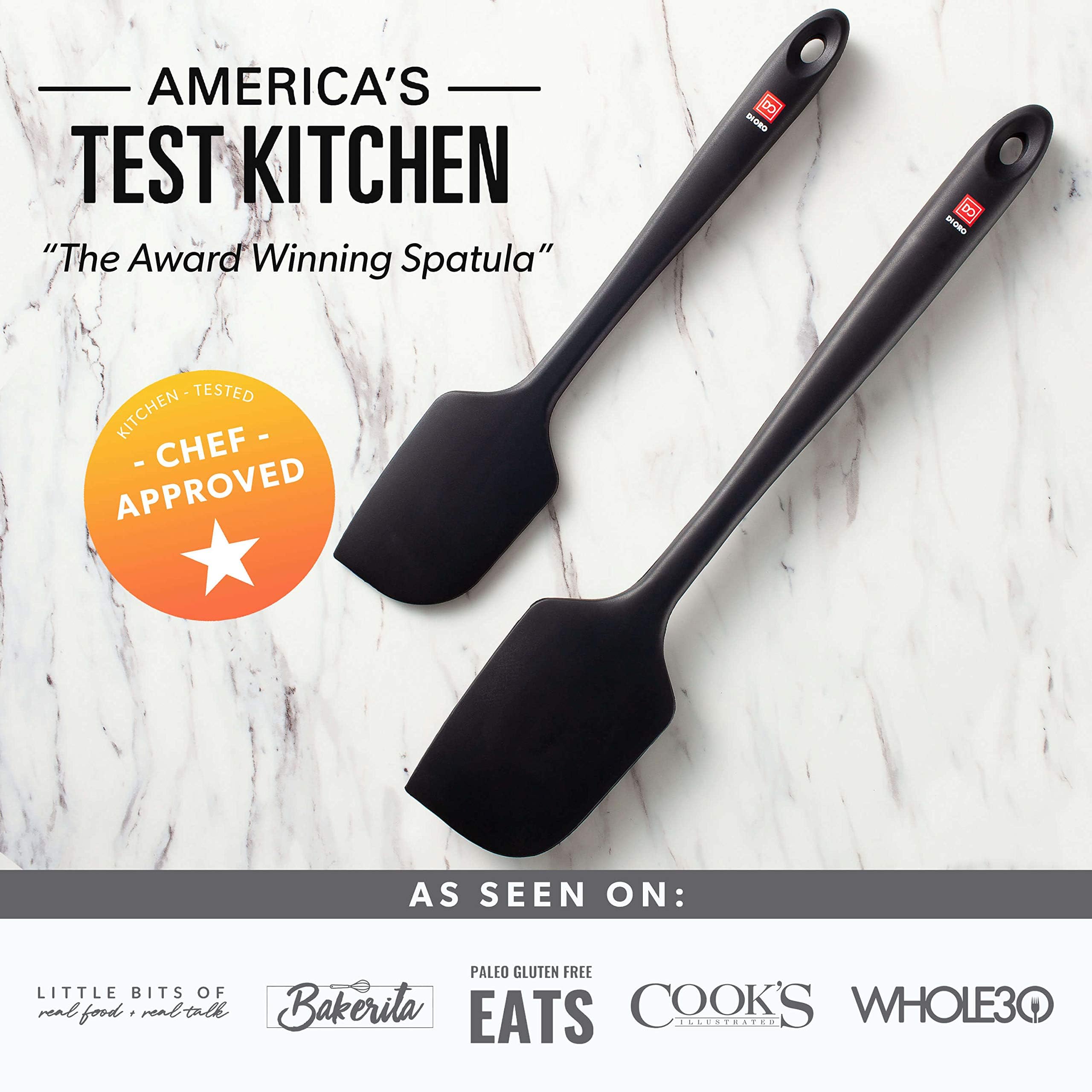 DI ORO Silicone Spatula Set - Rubber Kitchen Spatulas for Baking, Cooking, & Mixing - 600°F Heat-Resistant & BPA Free Silicone Scraper Spatulas for Nonstick Cookware - Dishwasher Safe (5pc, Black)