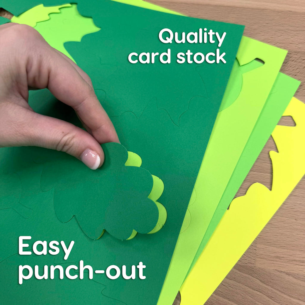 120 Pieces Fall Leaf Paper Cutouts with IDEA Guide, 2-Sided US Made Card Stock Punch Out Maple, Oak, and Birch Leaves for Bulletin Boards, Classroom Decor, Autumn Crafts, DIY Scrapbook, and Posters