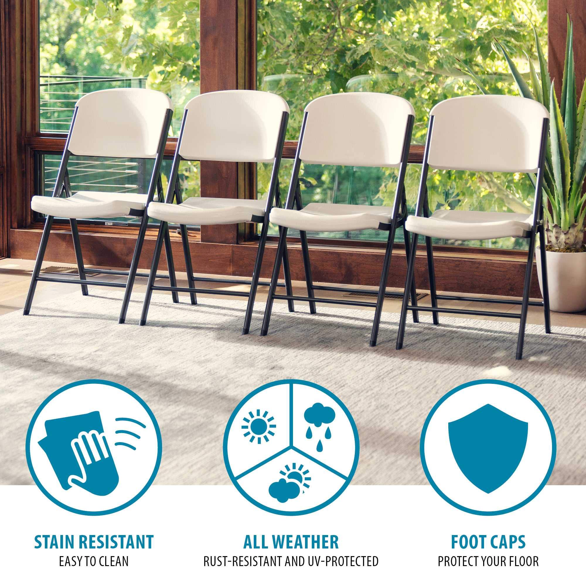 LIFETIME 42803 Commercial Grade Folding Chairs, 4 Pack, Almond