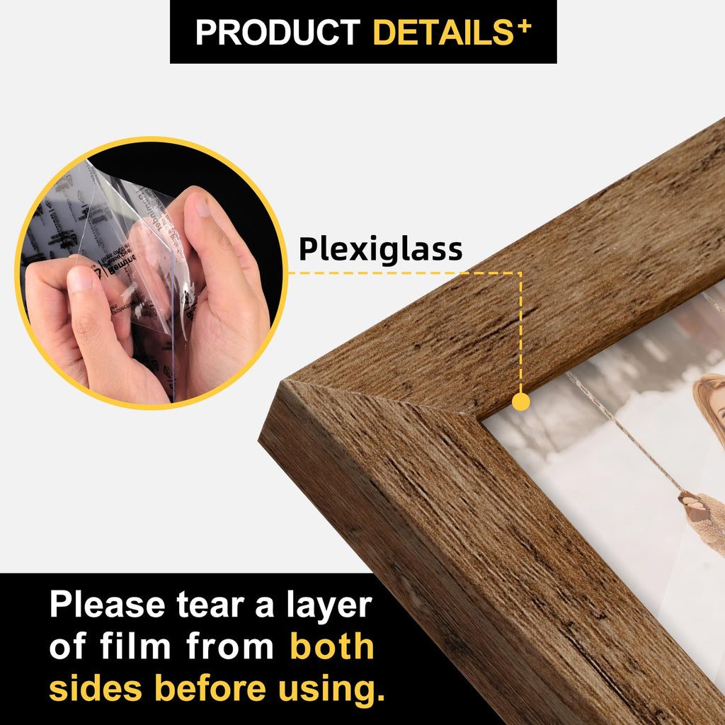 TOFOREVO Picture Frames 4x4 Set of 2 Black Wood Grain Photo Frame for Gallery Wall Mounting or Tabletop Display
