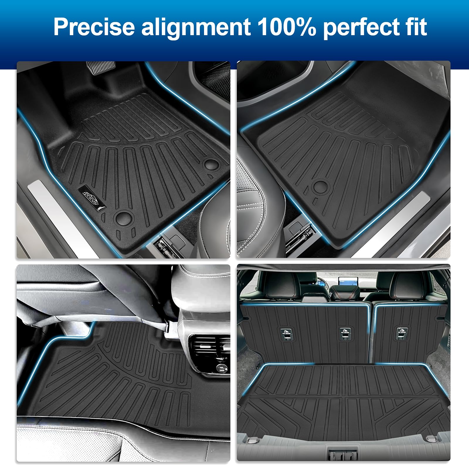 PELEUS Floor Mats for Toyota 4Runner 2003-2009 (4th Gen), All Weather Custom Fit Car Mats & Cargo Liner Set, Odorless TPE Heavy Duty Protection Accessories, Black (Only 5-Seat Models)