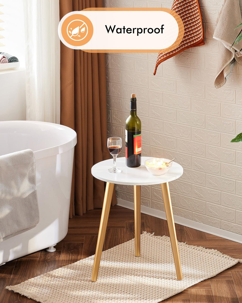 Apicizon Black Round Side Table, Black End Table Bedside Table Nursery with Wood Legs, Nightstand for Living Room, Bedroom, 16.5 x 20.5 Inches