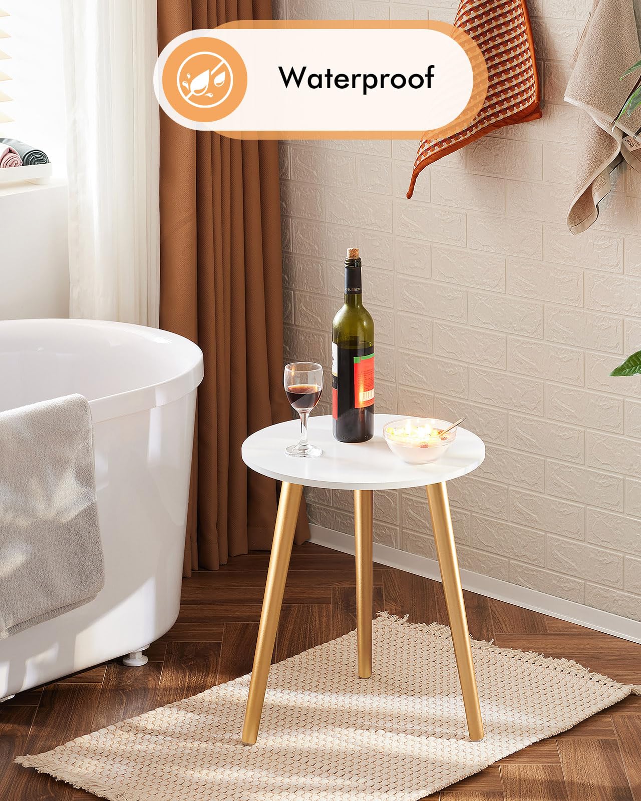 Apicizon Black Round Side Table, Black End Table Bedside Table Nursery with Wood Legs, Nightstand for Living Room, Bedroom, 16.5 x 20.5 Inches