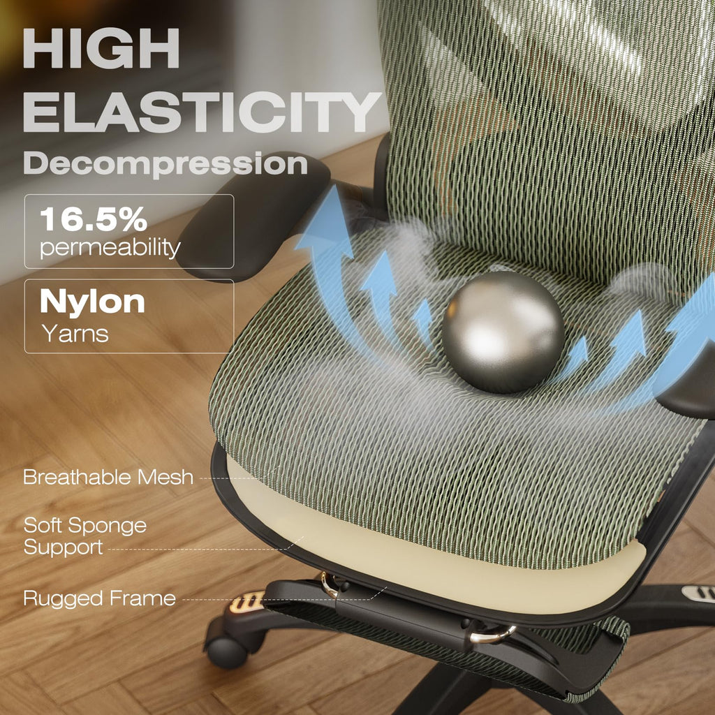 ELABEST X100 Ergonomic Office Chair with Footrest, Big and Tall Home Desk Chair with 5D Flip-Up Arms, Adjustable 3D Lumbar Support,High Back Rolling Computer Chair, Swivel Mesh Chairs (Coffee Break)