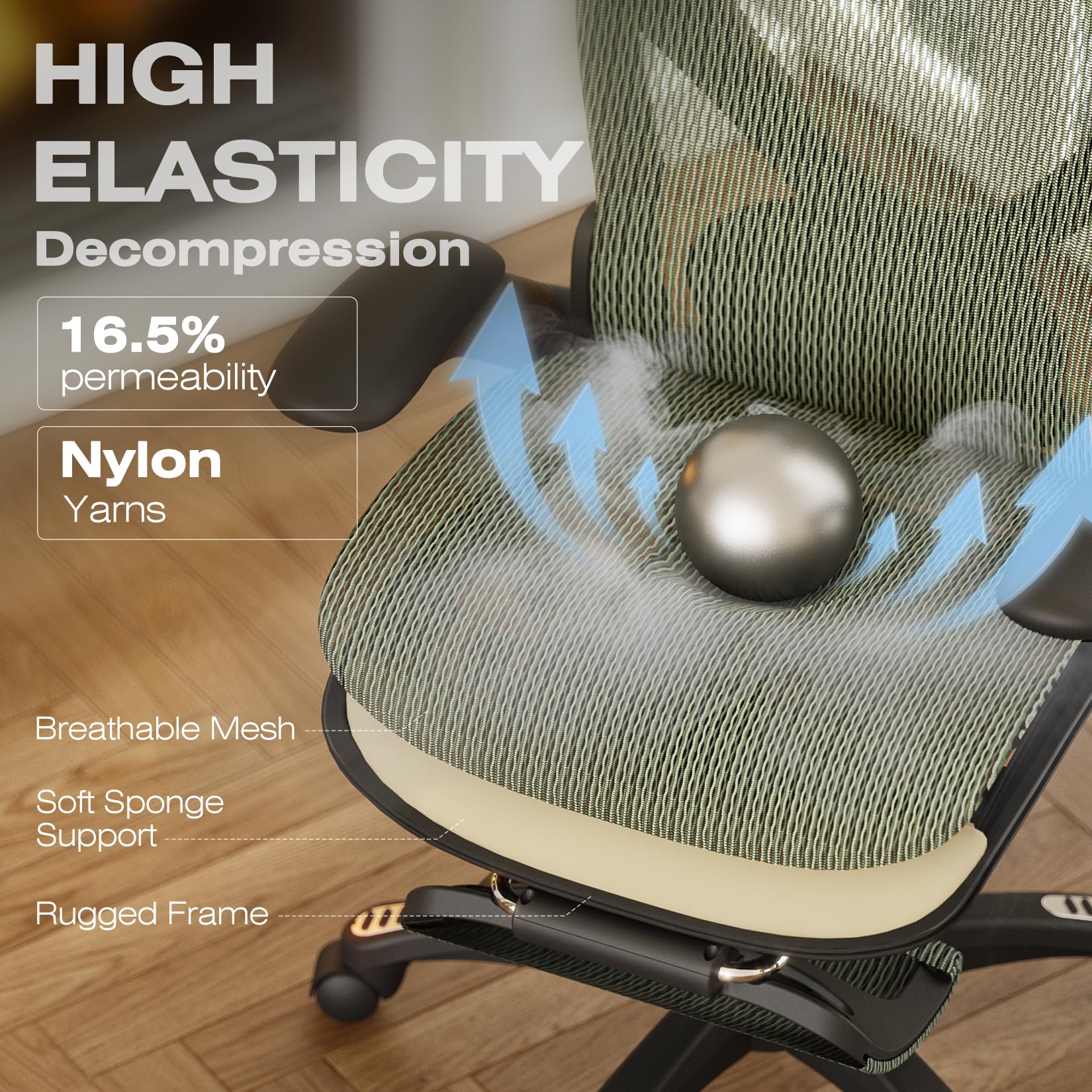 ELABEST X100 Ergonomic Office Chair with Footrest, Big and Tall Home Desk Chair with 5D Flip-Up Arms, Adjustable 3D Lumbar Support,High Back Rolling Computer Chair, Swivel Mesh Chairs (Coffee Break)