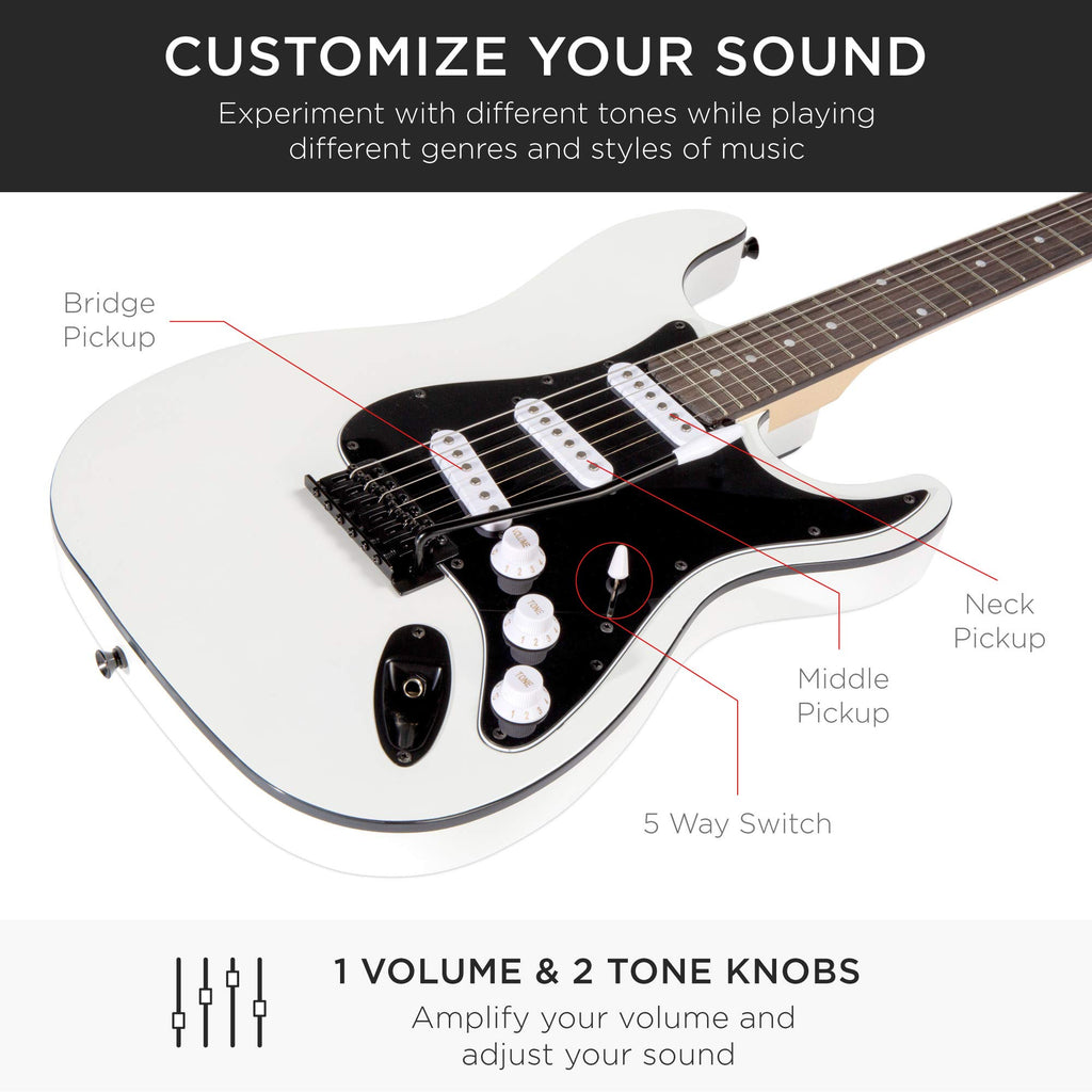 Best Choice Products 39in Full Size Beginner Electric Guitar Starter Kit w/Case, Strap, 10W Amp, Strings, Pick, Tremolo Bar - 3 Color Sunburst
