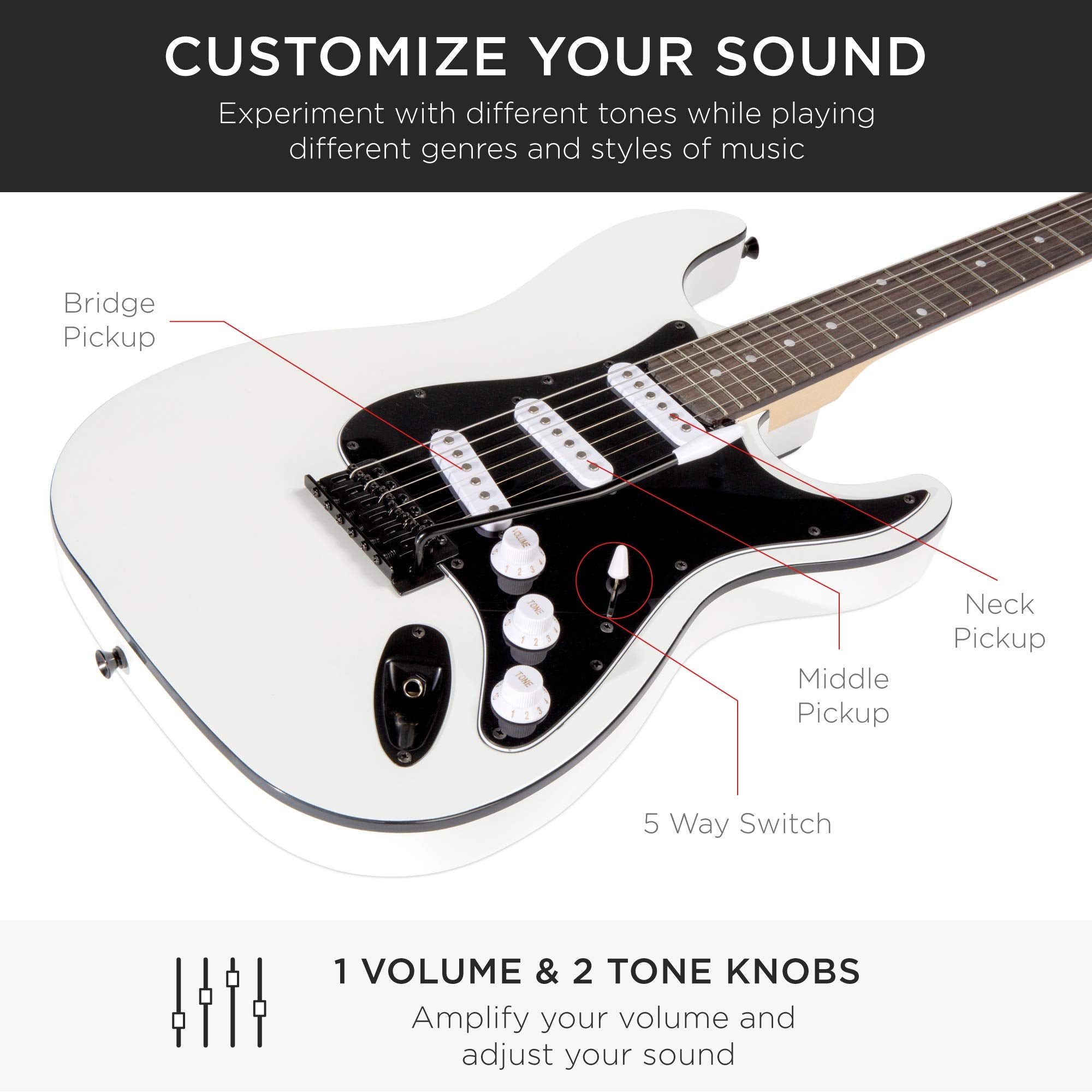 Best Choice Products 39in Full Size Beginner Electric Guitar Starter Kit w/Case, Strap, 10W Amp, Strings, Pick, Tremolo Bar - 3 Color Sunburst