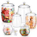 Nuogo 6 Pcs Plastic Candy and Cookie Jar with Lids Decorative Apothecary Jars Candy Buffet Containers Clear Airtight Food Storage Canister Home Decoration(42 oz,Classic)