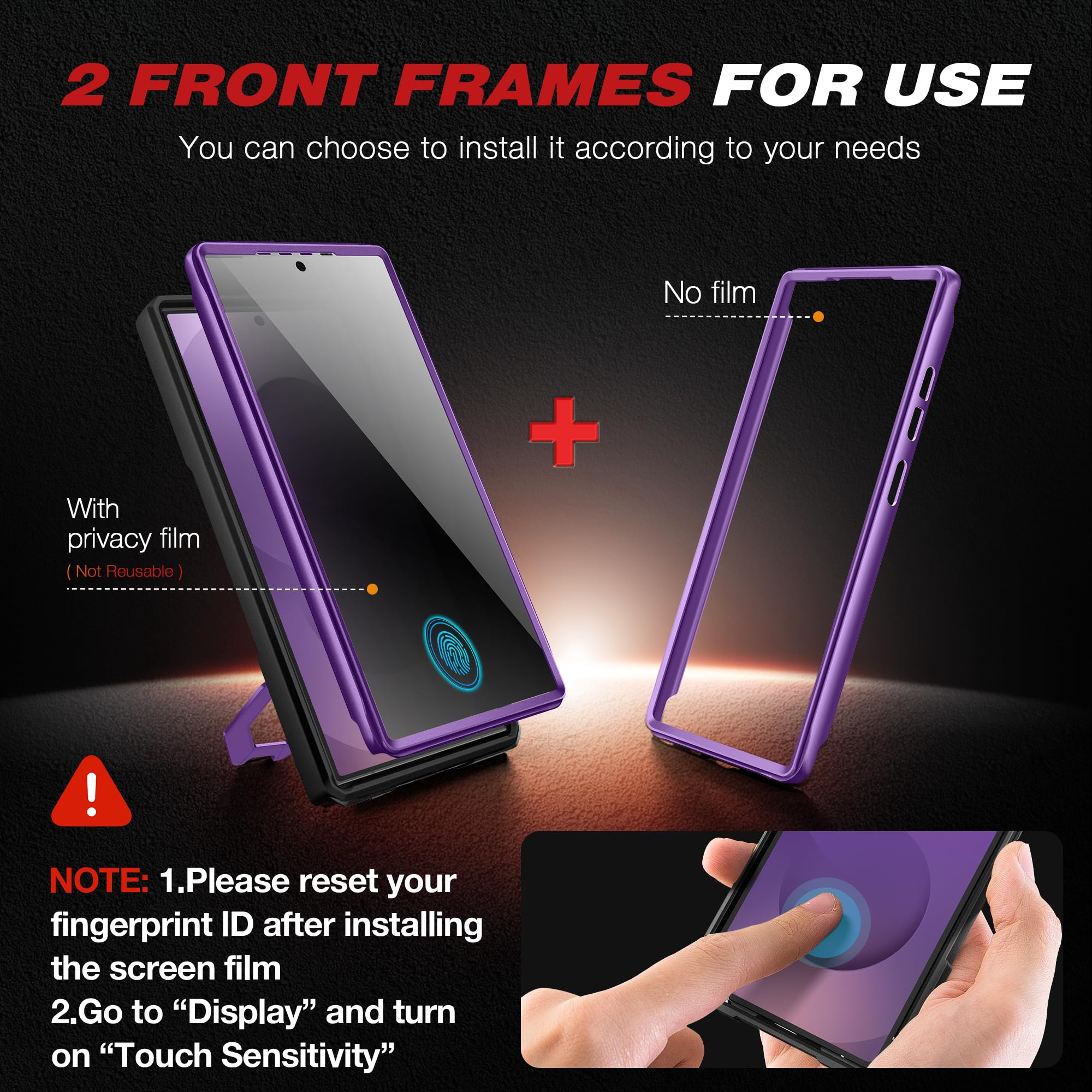 TONGATE Magnetic Stand for Samsung Galaxy S25 Ultra Case with Privacy Screen Protector, [Compatible with Magsafe] [Military Drop Protection] S25 Ultra Case with Camera Cover & Belt Clip, Black 6.9"