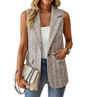 Sleeveless Blazer Vest for Women Summer 2026 Fashion Casual Lightweight Open Front Work Office Blazer Jackets with Pockets