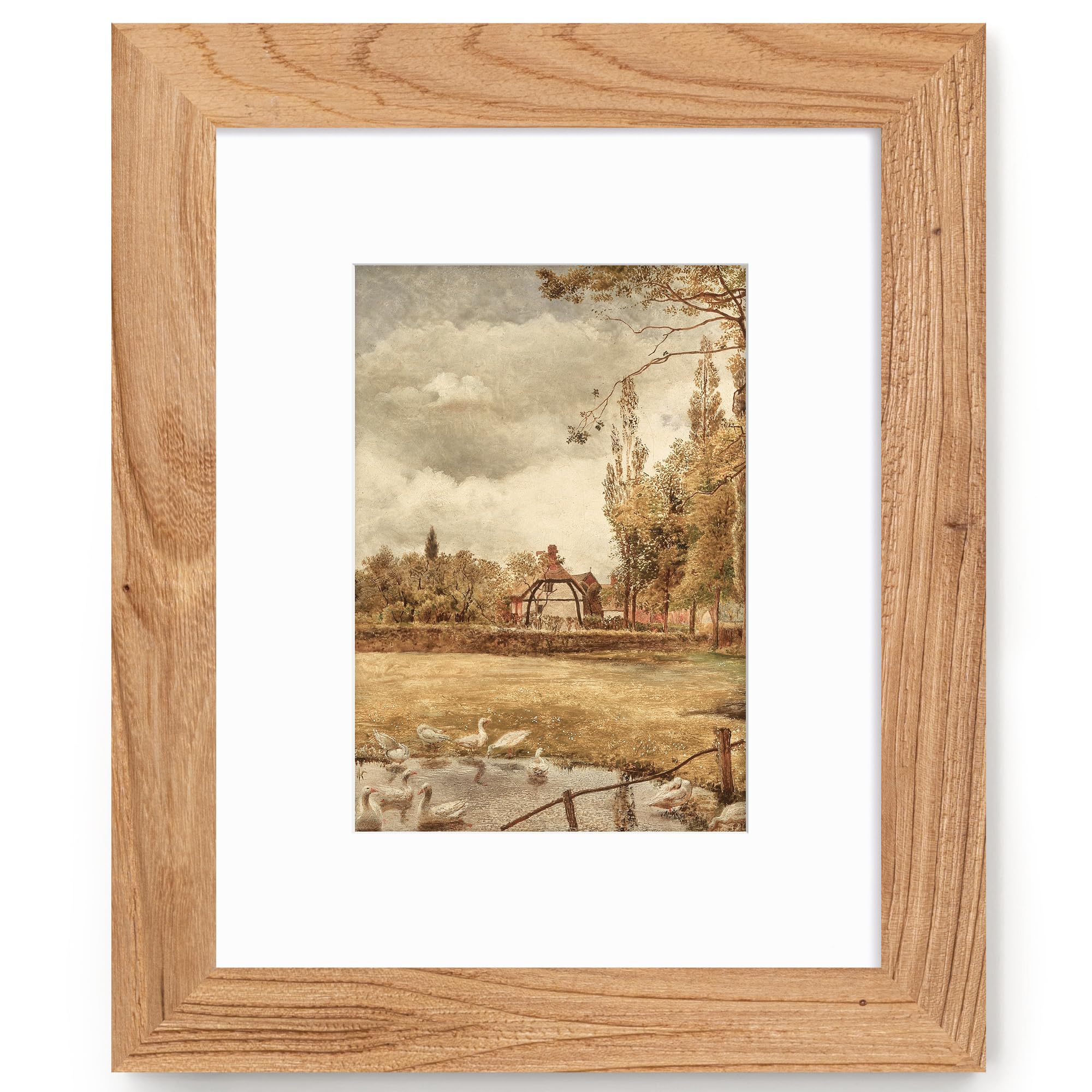 Fun Memories 5x7 Picture Frame with Mat for 4x6 Photo, Solid Elm Wood & Tempered Glass, Rustic Wall & Tabletop Display Frame, Grey, 1 Pack