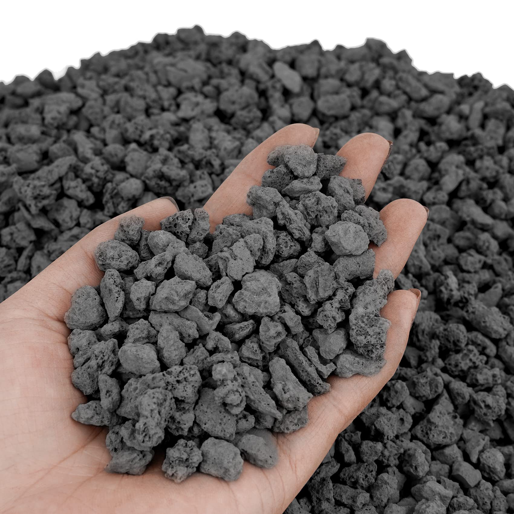 Mr. Fireglass 10 Pounds Black Natural Lava Rock for Indoor Outdoor Gas Fire Pits Fireplaces & Barbecue Grills | Volcanic Lava Stones for Decorating Garden Landscaping, Potted Plants, 0.2"-0.3"