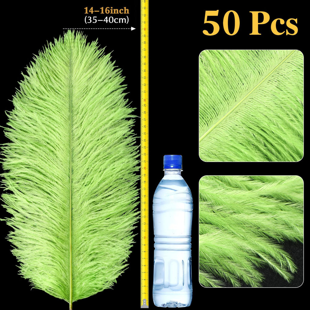 Retrowavy 50 Pcs 14-16 Inches Large Natural Ostrich Feathers Bulk for Centerpieces for Wedding Party Centerpieces Home Decoration Flower Arrangement (Black)