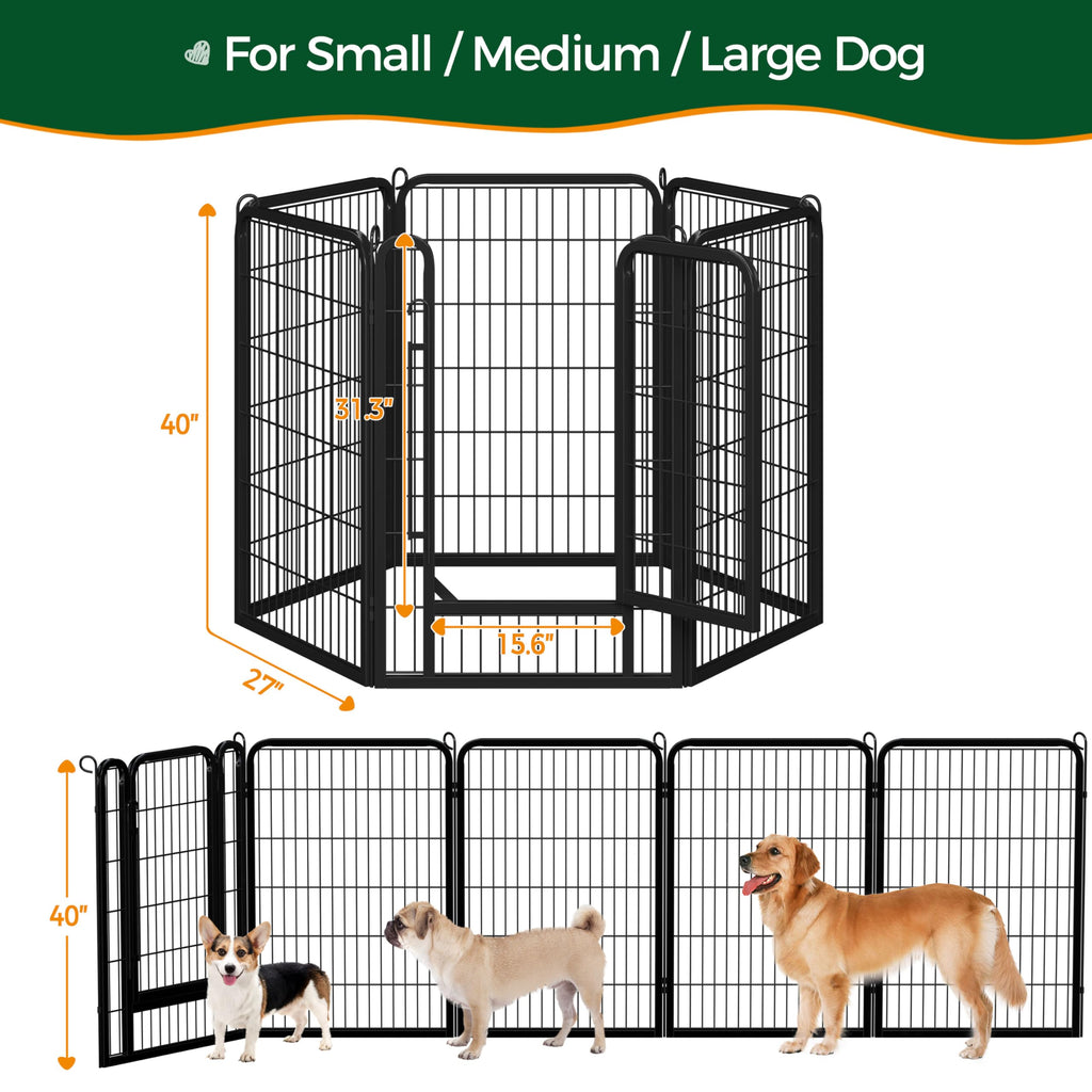 Yaheetech Dog Playpen, 24 inch 2 Panels Dog Pen for Indoor Heavy Duty Puppy Exercise Pen Metal Pet Fence for RV Camping/Yard/Garden