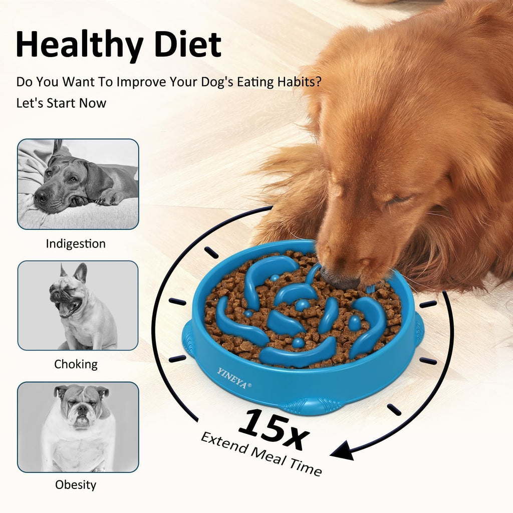 YINEYA 2PCS Anti-Choking Slow Feeder Dog Bowls Small Size Dog, Slow Feeder Cat Bowl, Supplies and Puzzle for Pet