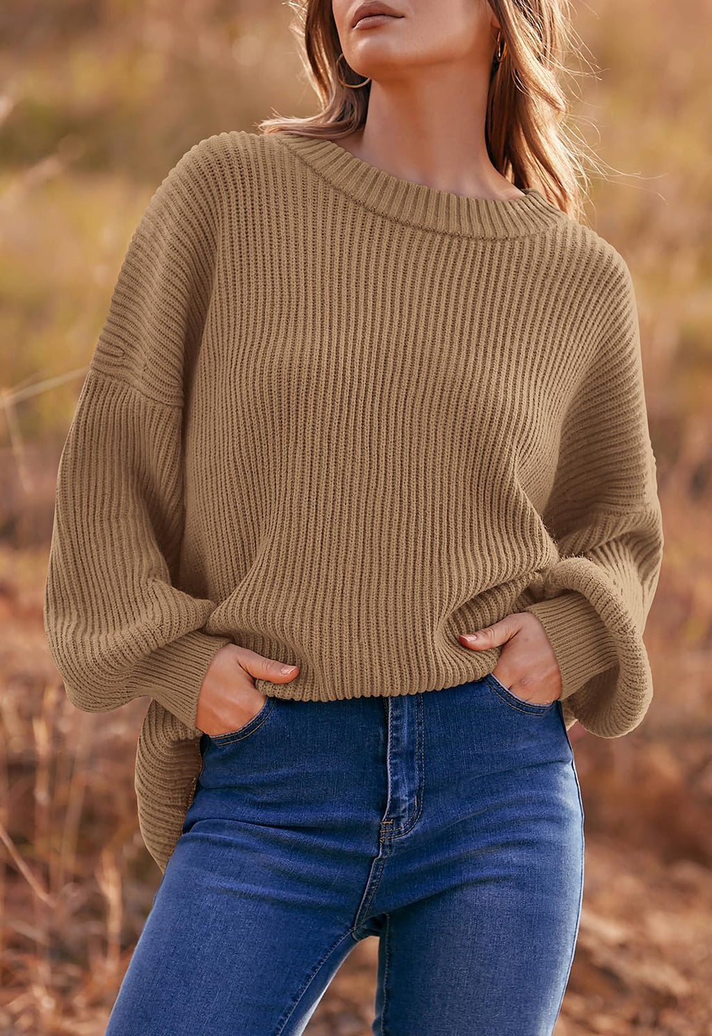 PRETTYGARDEN Womens Sweaters Spring 2026 Oversized Chunky Knitted Pullover Sweater Casual Long Sleeve Crewneck Cute Sweaters