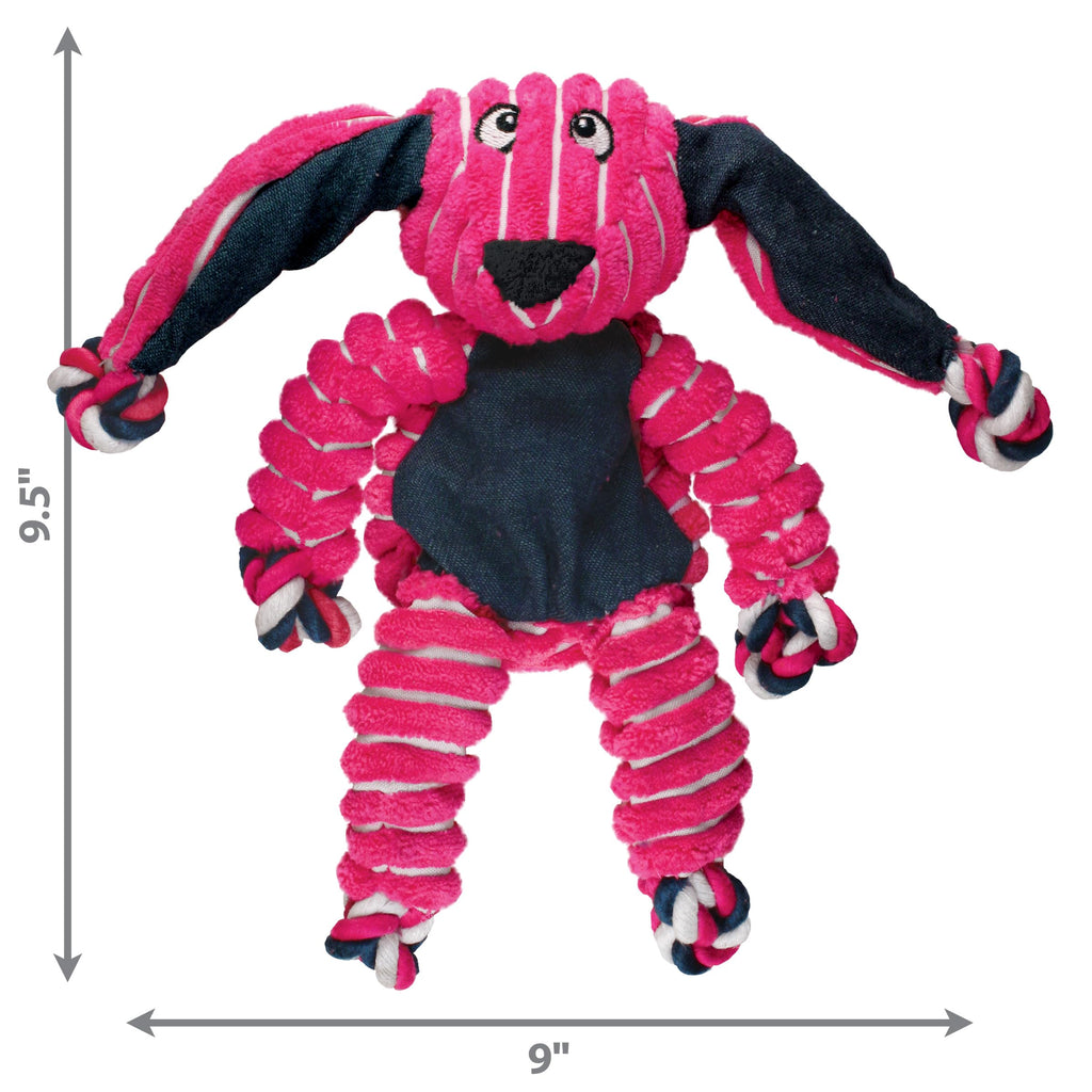 KONG Floppy Knots - Durable No‑Stuffing Squeaky Rope & Plush Dog Toy - for Teething, Playing (Bunny, Small/Medium)