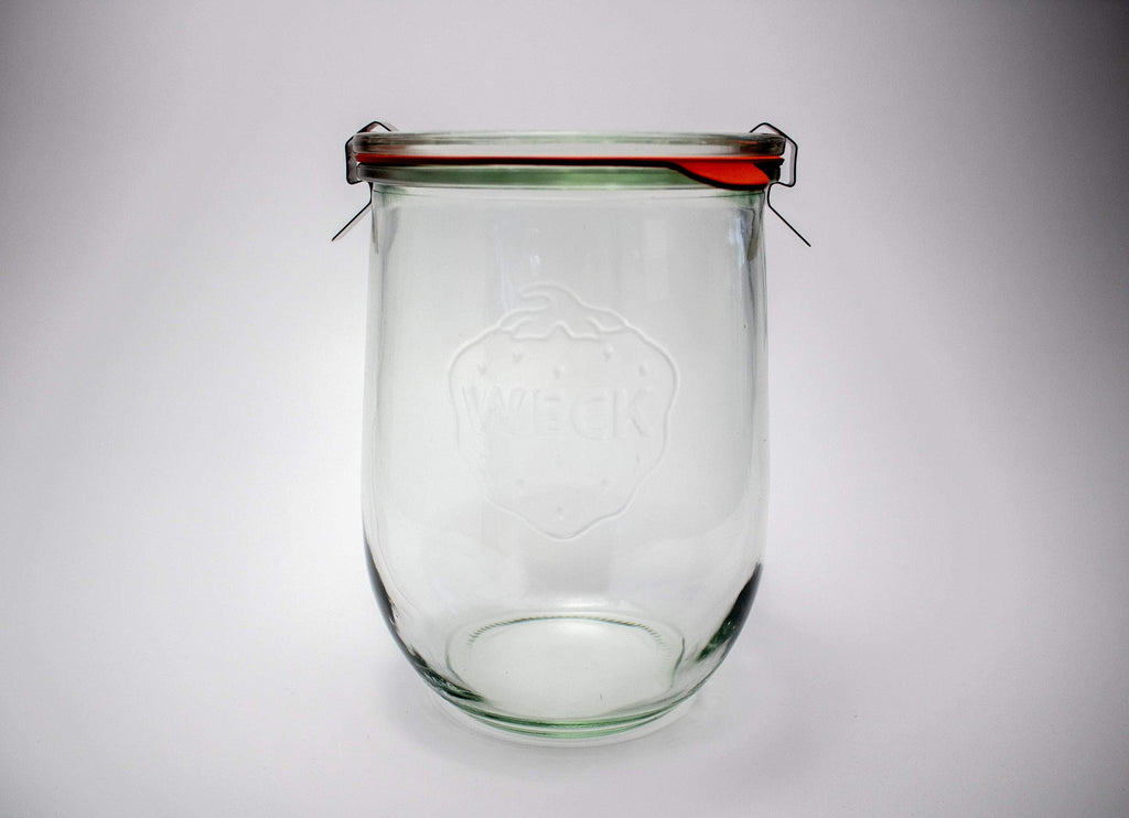 Weck Tulip Jars 1 Liter - Large Sour Dough Starter Jars with Wide Mouth - Suitable for Canning and Storage - 2 with Glass Lids