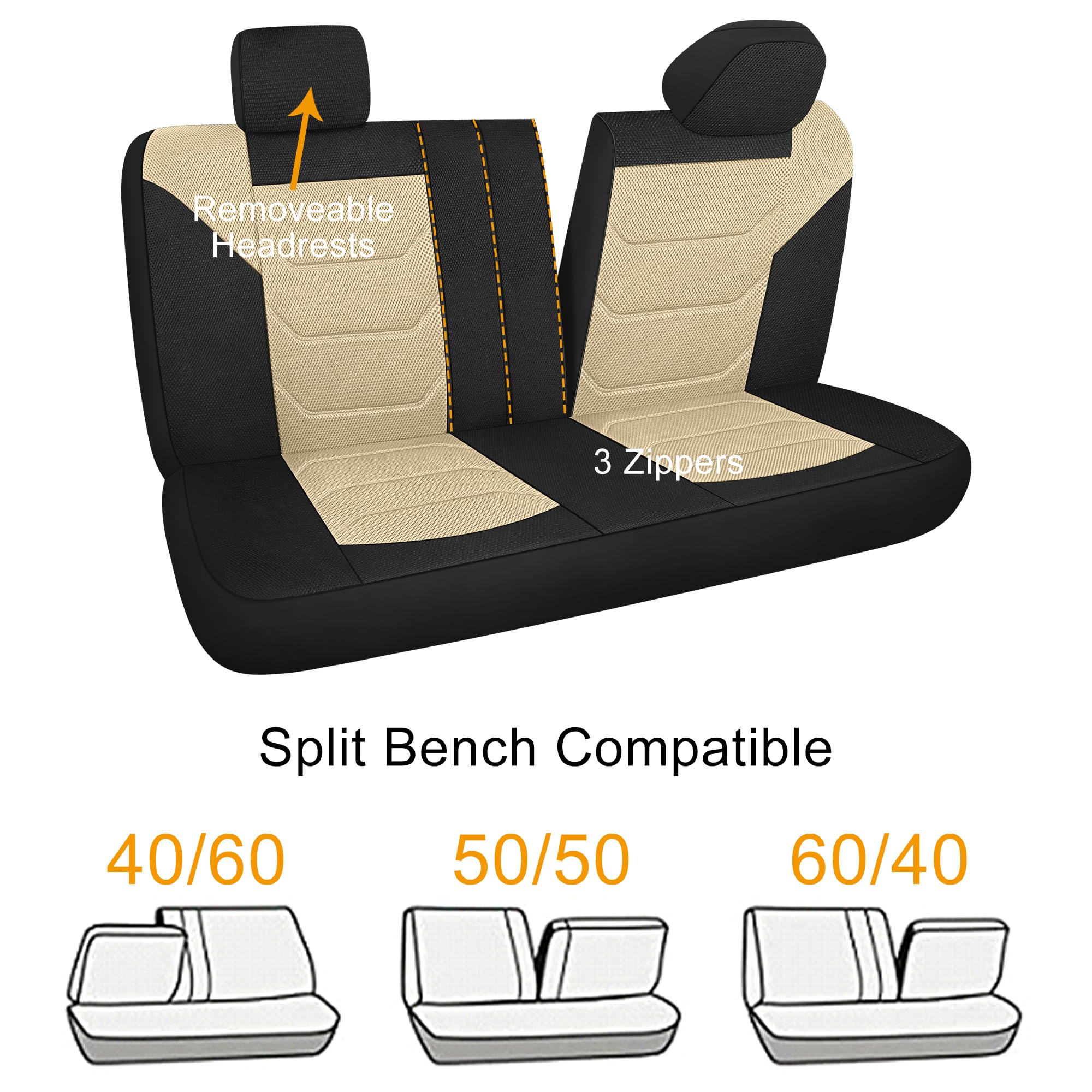 Pariiaotin 3D Air Mesh Car Seat Covers Front Sets Washable and Breathable Premium Cloth Automotive Vehicle Seat Covers for Cars Interior, Universal Fit for Most Cars, Sedan, Truck, SUV(Black)