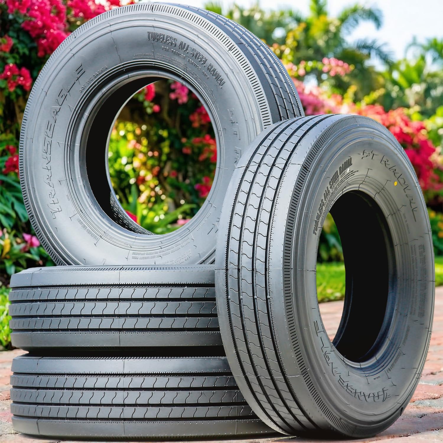 Set of 4 (FOUR) Transeagle ST Radial Premium Trailer Radial Tires-ST225/75R15 225/75/15 225/75-15 121/117M Load Range F LRF 12-Ply BSW Black Side Wall