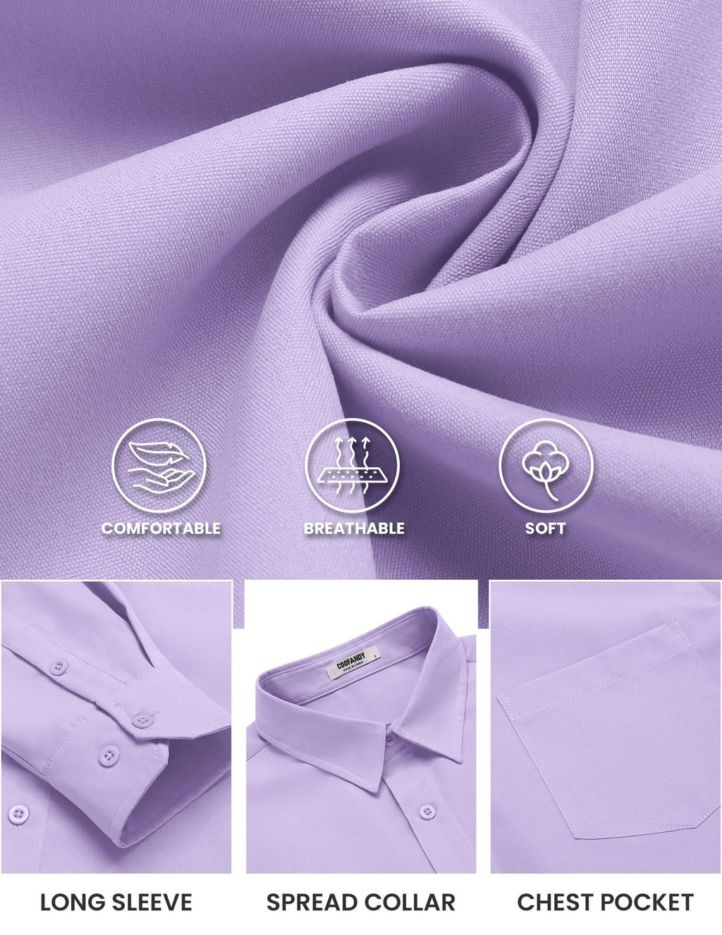 COOFANDY Mens Long Sleeve Button Down Shirts Casual Untucked Shirts for Men Dress Shirts Beach Wedding Shirts