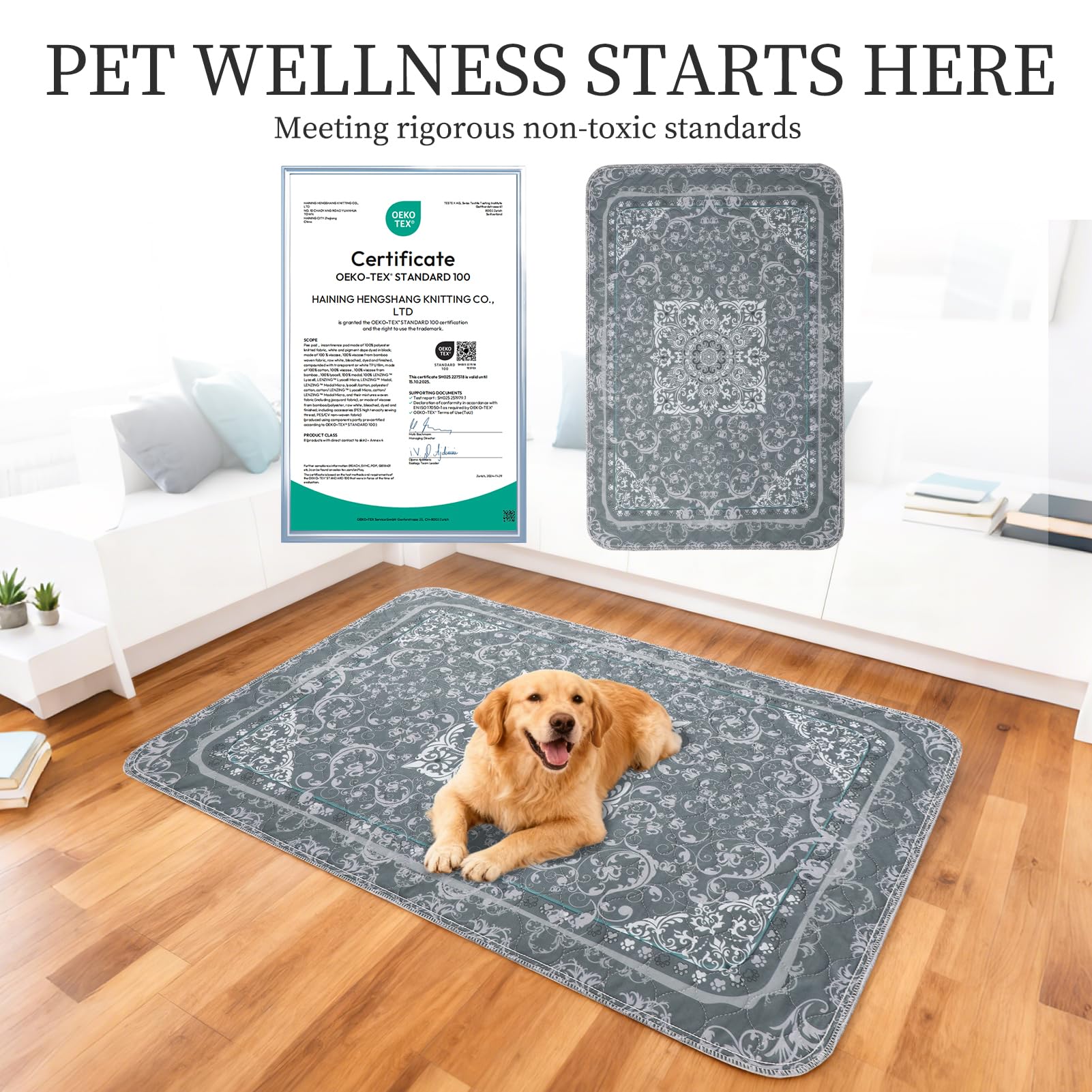 Homimp Washable Pee Pads for Dogs, 2 Pack Reusable Puppy Pads Waterproof, Absorbent and Leakproof Dog Pee Pads, Non Slip Puppy Training Pads, Pet Mat for Floor,Crate,Couch,Whelping,Beige 36"x36"