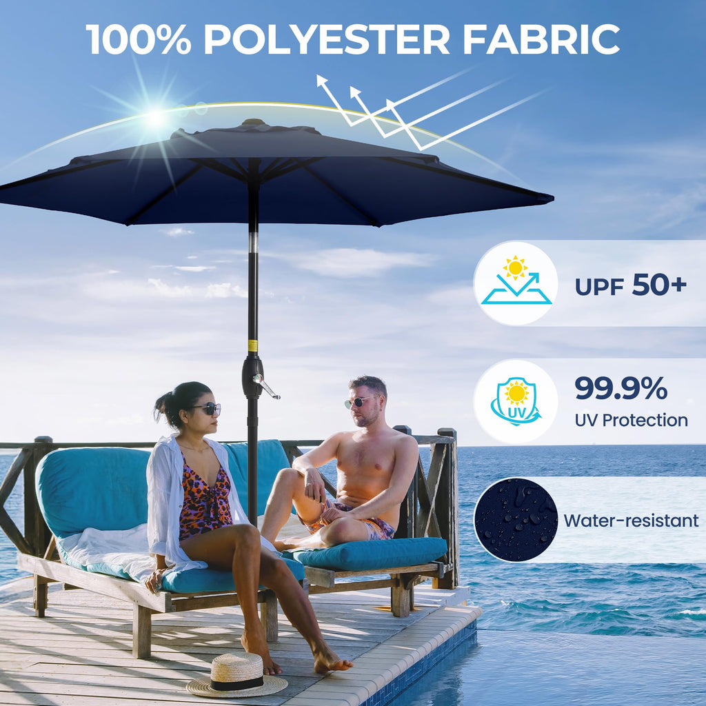SUNVIVI OUTDOOR Outdoor Patio Umbrella, Patio Umbrella, Market Umbrella, Large Outdoor Umbrella, Metal Pole Umbrella with Push Button Tilt and Crank, Polyester Canopy