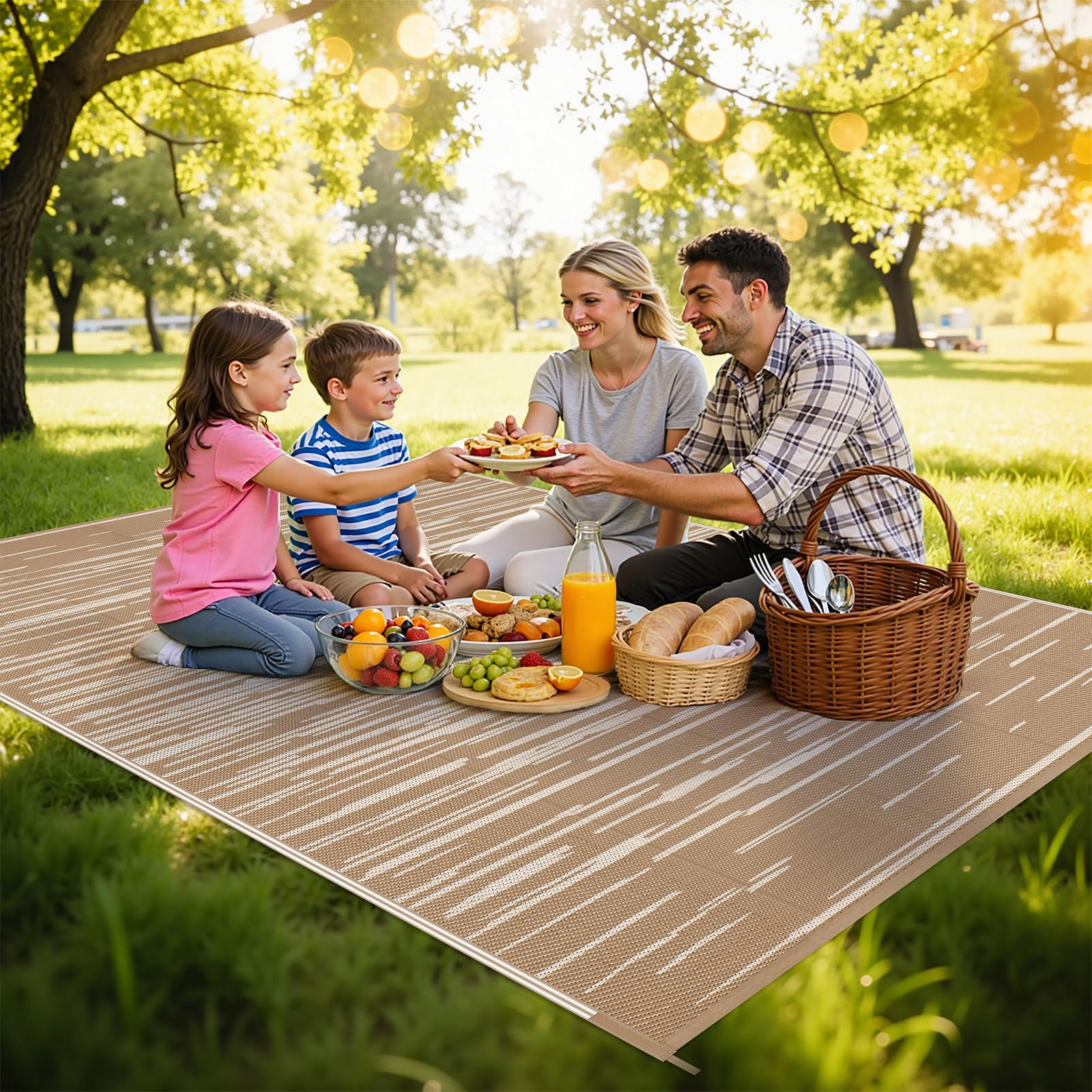 HEBE Checkered Outdoor Rug Waterproof 5x8, Reversible Plastic Straw Rug RV Camping Rug, Indoor Outdoor Patio Mat Clearance, Outside Carpet for Porch,Deck,Camper,Balcony,Backyard,Picnic