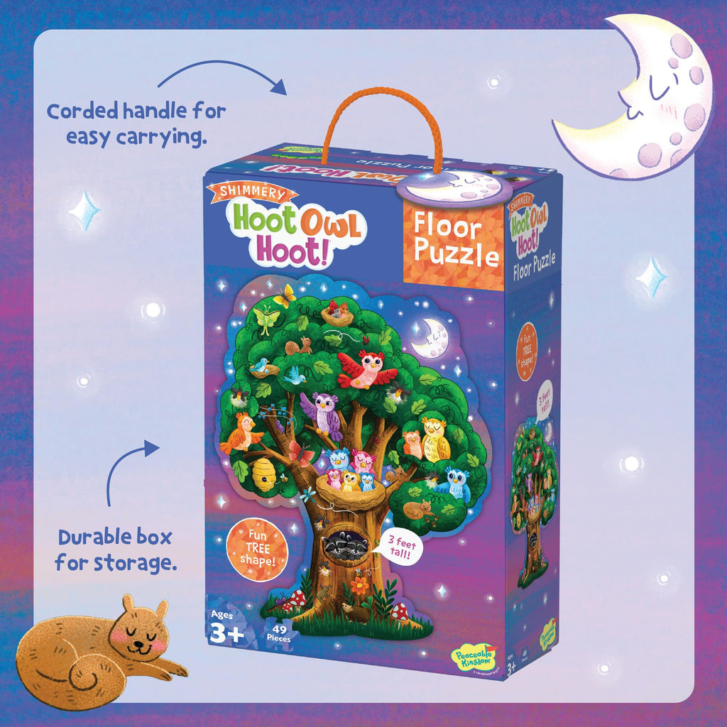 Peaceable Kingdom Shimmery Bunny Shaped 41 Piece Floor Puzzle, 3 feet x 2 feet - Great Easter Basket Stuffers and Easter Gifts for 3 Year Olds, 4 Year Olds & Up