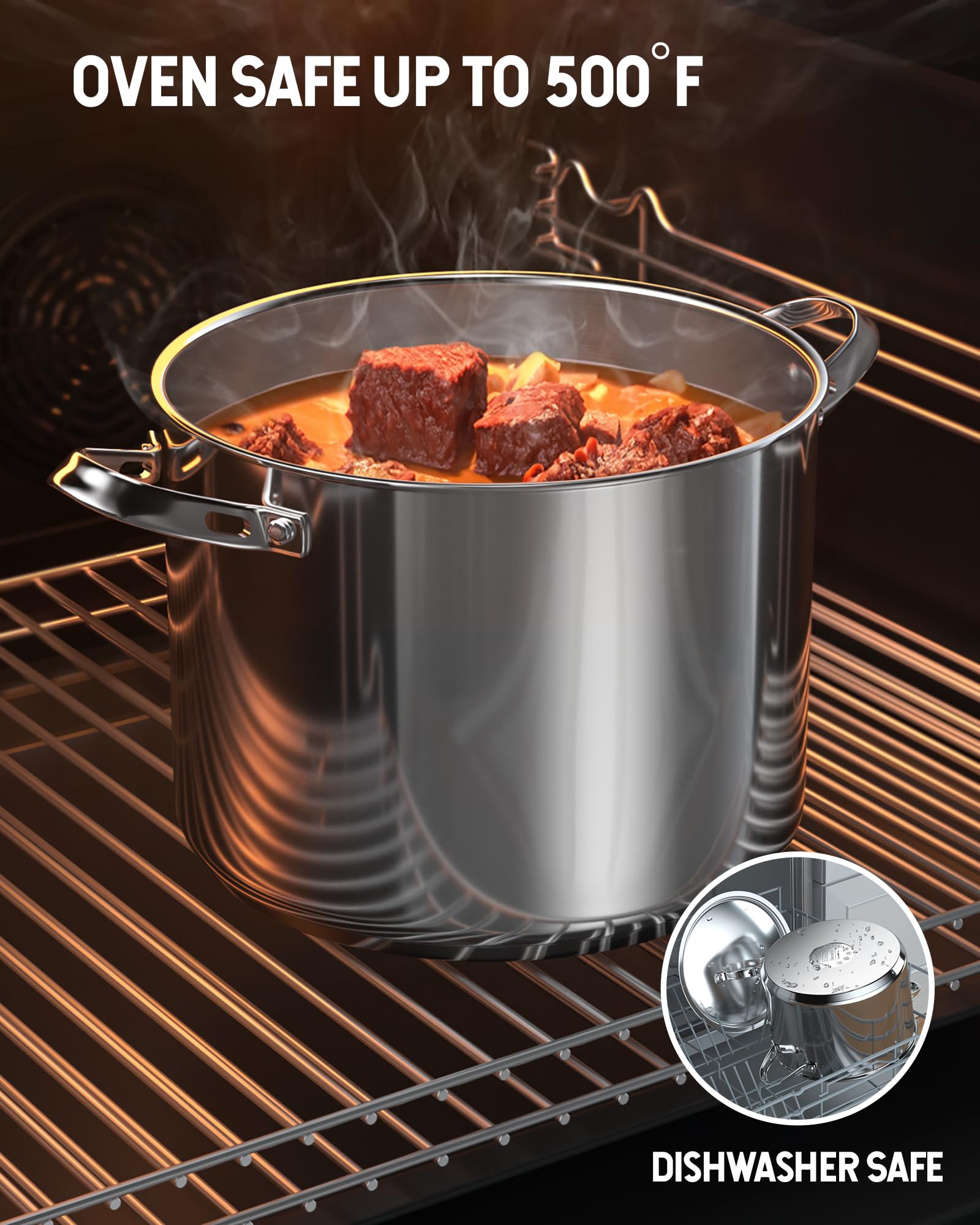 Cooks Standard Classic 6 Quart Stock Pot with Lid, Stainless Steel Dutch Oven