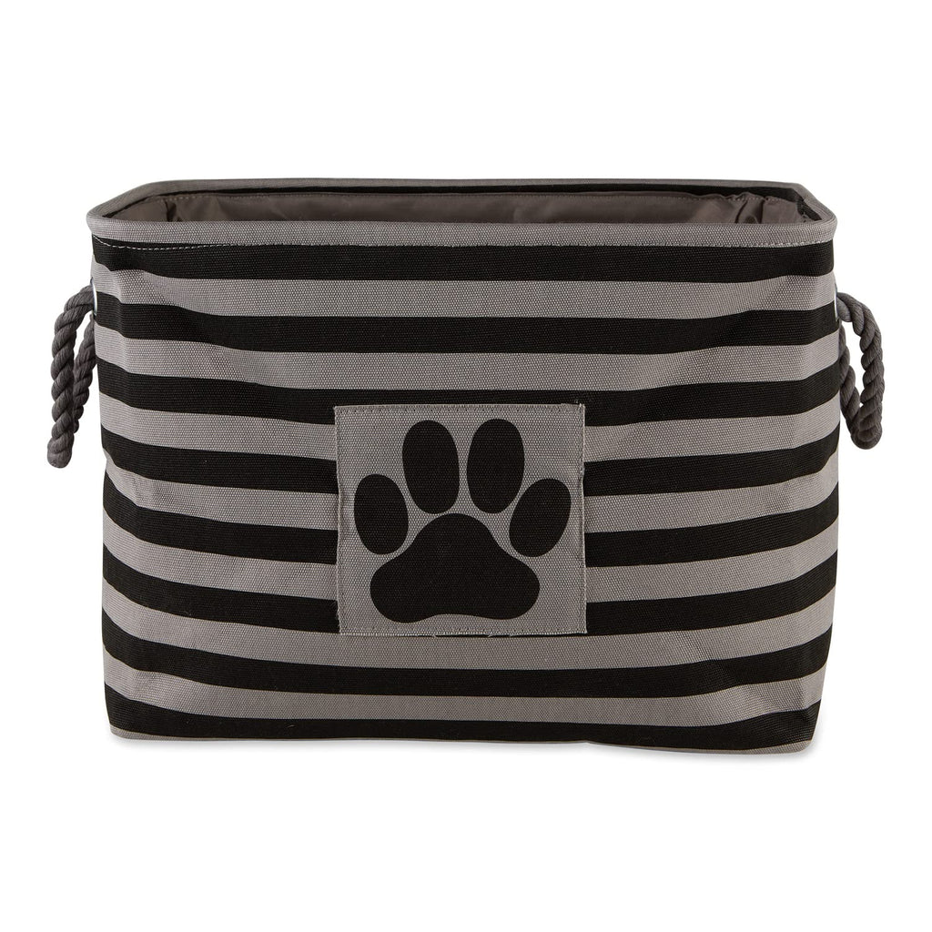 Bone Dry Pet Storage Collection Striped Paw Patch Bin, Aqua, Small Rectangle