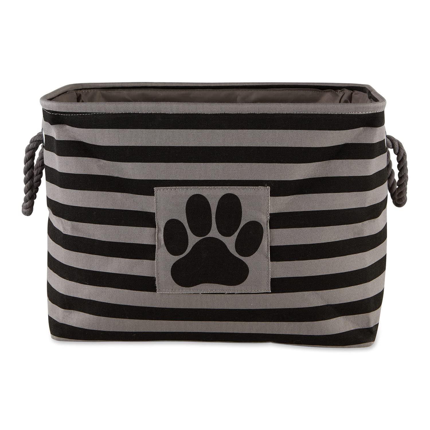 Bone Dry Pet Storage Collection Striped Paw Patch Bin, Aqua, Small Rectangle