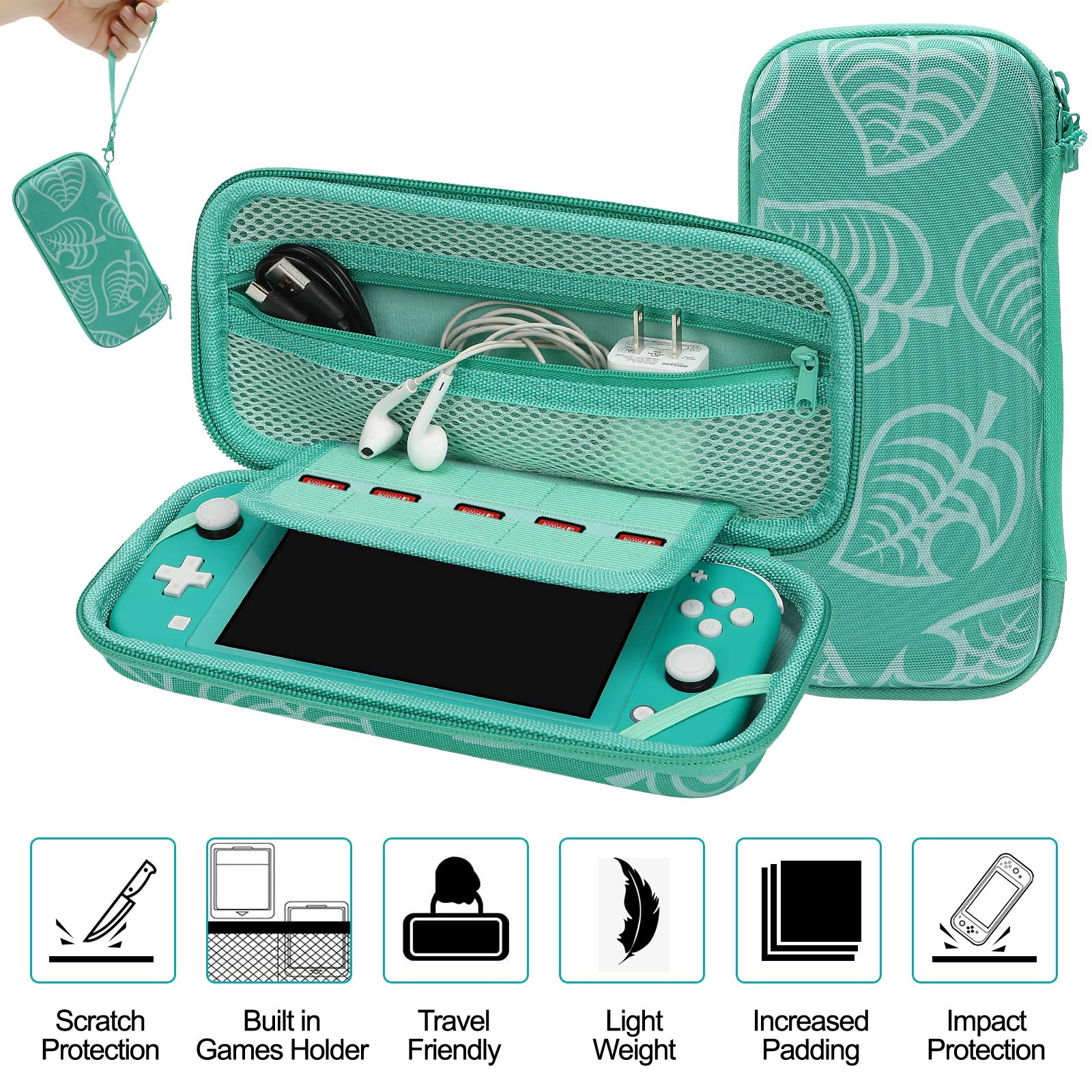 Switch Lite Accessories Bundle, Kit with Carrying Case,TPU Case Cover with Screen Protector,Charging Dock,Playstand, Game Card Case, USB Cable, Stylus,Thumb Grip Caps for Nintendo Switch Lite (Black)