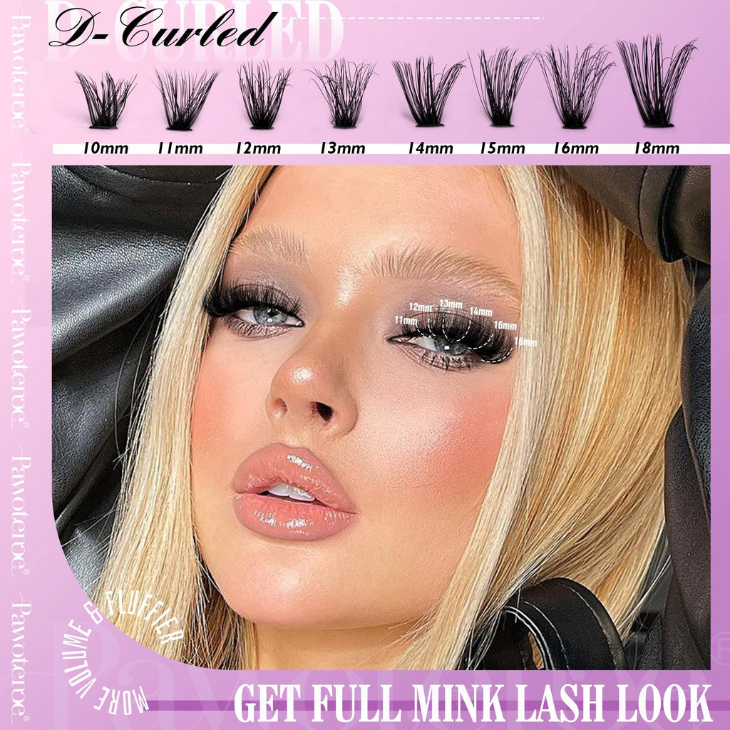 Pawotence Lash Extension Kit DIY 280pcs Individual Lash Clusters Kit 20D&30D Natural 9-15mm Cluster Eyelash Extensions Kit with Lash Bond and Seal, Tweezers for Self Use (20D&30D, 0.07D, 9-15mm, Kit)