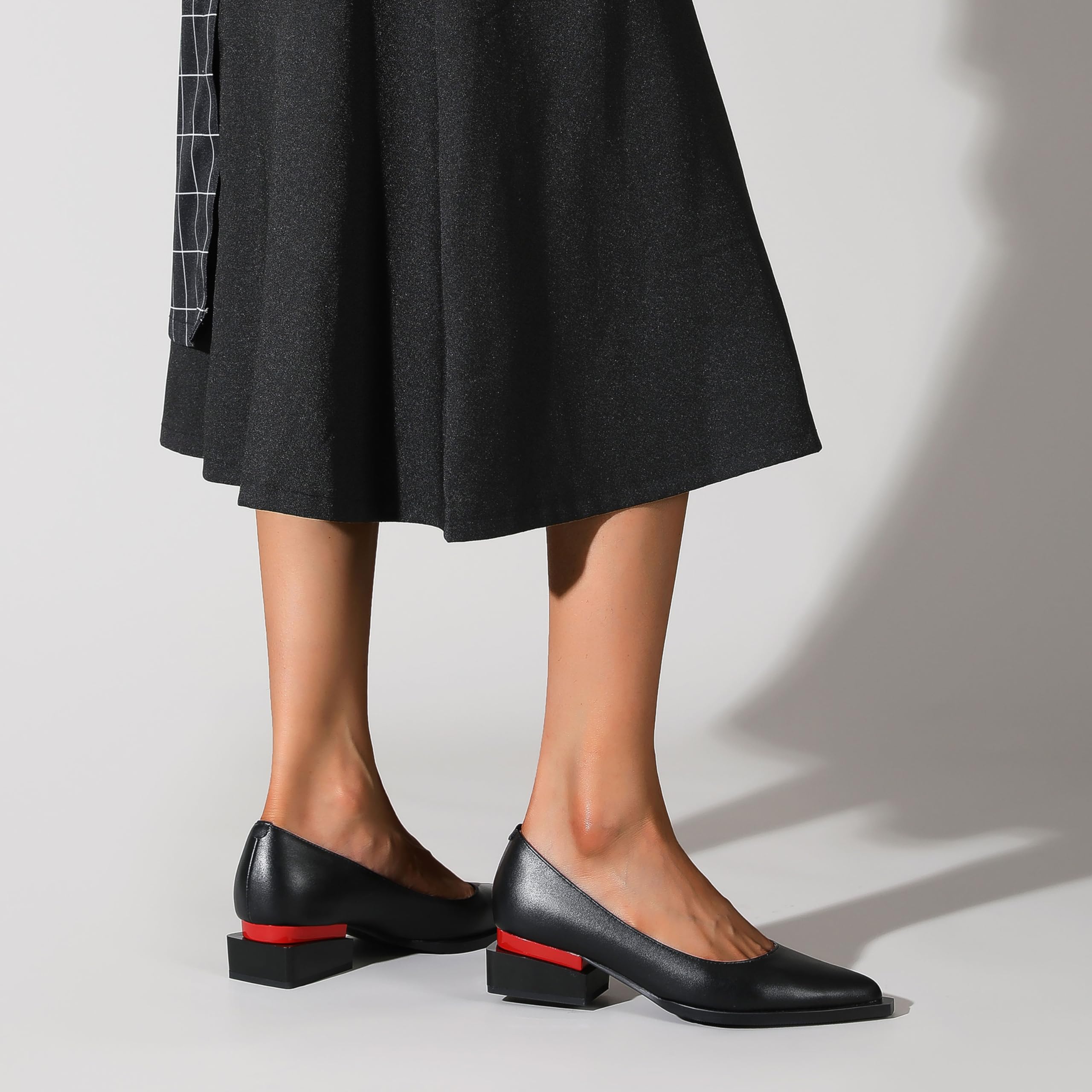 LingxiaUne Dress Shoes for Women, Comfortable Dressy Flats, Womens Chunky Heel Pumps with Arch Support and Pointed Toe