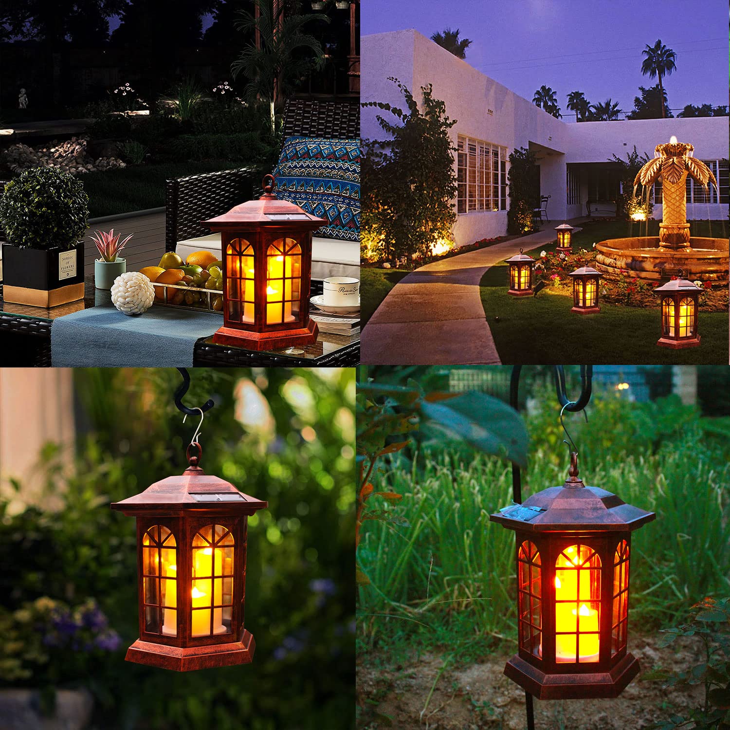 Solar Lantern Outdoor, Outdoor Hanging Candle Lanterns LED Lights - PVC Waterproof Solar Lights Decorative Lantern Lights for Table,Outdoor,Party…
