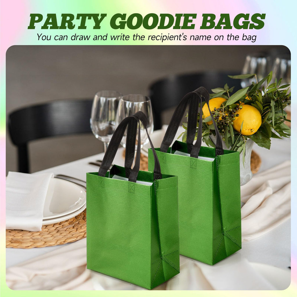 Eccliy 80 Pcs Reusable Gift Bags Set Glossy Grocery Gift Tote Bag with Hadnle for Wedding, Father's Day, Graduation, Summer Event (10 x 8 x 4.7 Inch,Black)