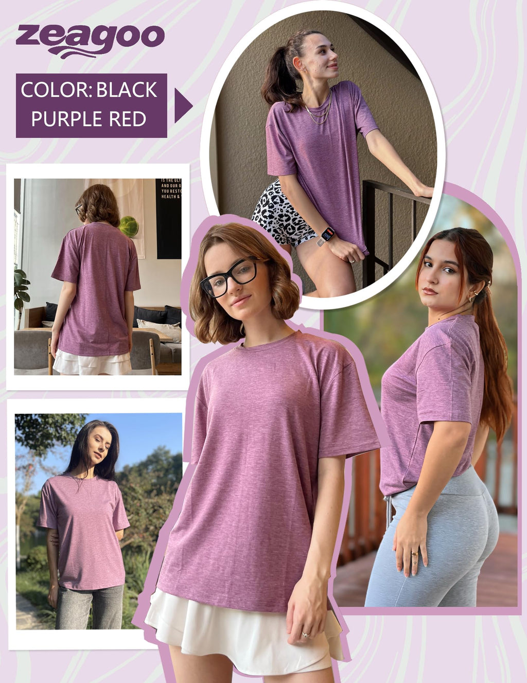 Zeagoo Women's T-Shirts Short Sleeve Tops Summer Casual Blouse Crew Neck Basic Shirt 2 Pack Loose Fit Tee
