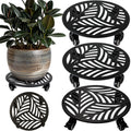 1 Pack 12 inches Large Metal Plant Caddy with 3 PU Metal Wheels Rolling Plant Stand with Casters Indoor Outdoor Wheeled Planter Roller Base Pot Movers Plant Dolly Coaster Trolley Black