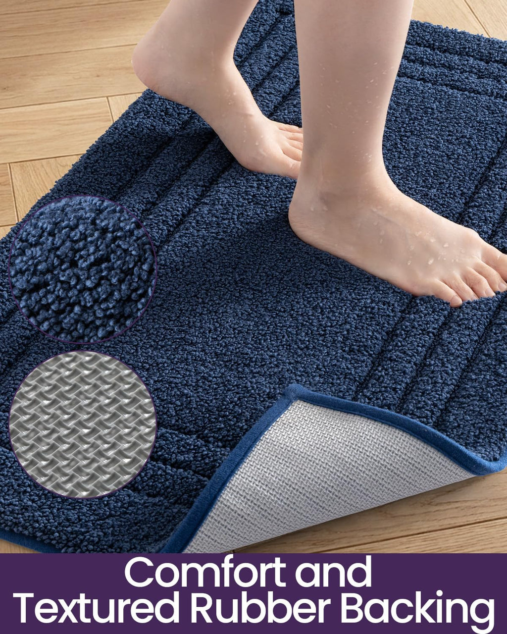 DEXI Bath Mats Bathroom Rug, 32x20 Non Slip Bathroom Rugs Washable, Absorbent Bathmat Quick Dry for Shower Floor Sink, Beige