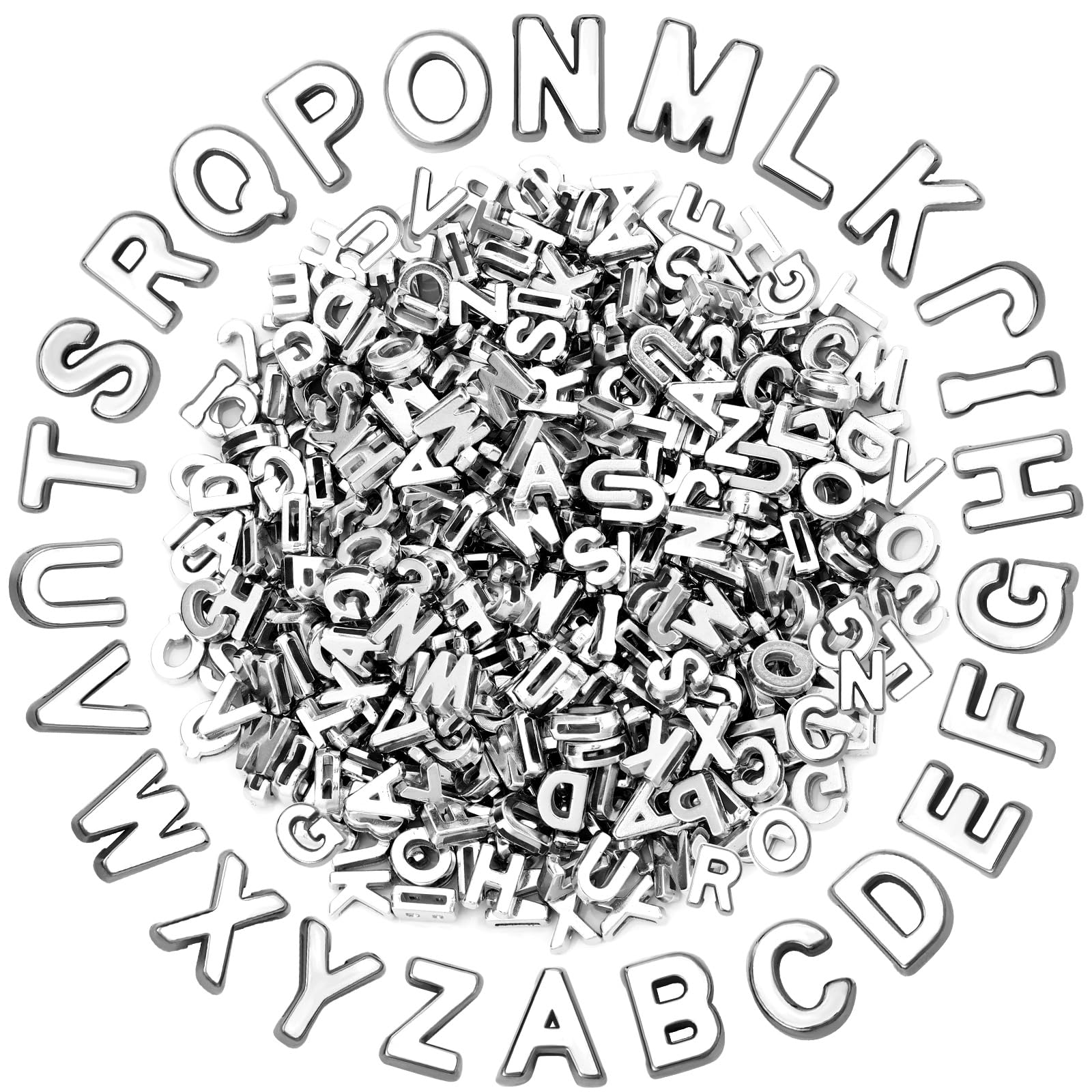 Augshy 700PCS White Letter Beads Alphabet Beads for Making DIY (6mm) | Premium Acrylic Cube Shape, Ideal Bracelets and Keychains, Large Hole Design for Easy Paracord Threading