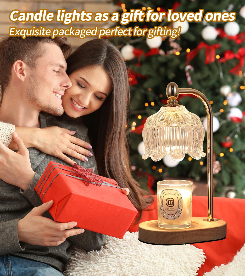 MEIXISUE Candle Warmer Lamp with Timer and Dimmer,Electric Amber Light Gifts for Women Melt Wax Warmer Lamp with 2 Bulbs for Candle Jars House Warming New Home Decor