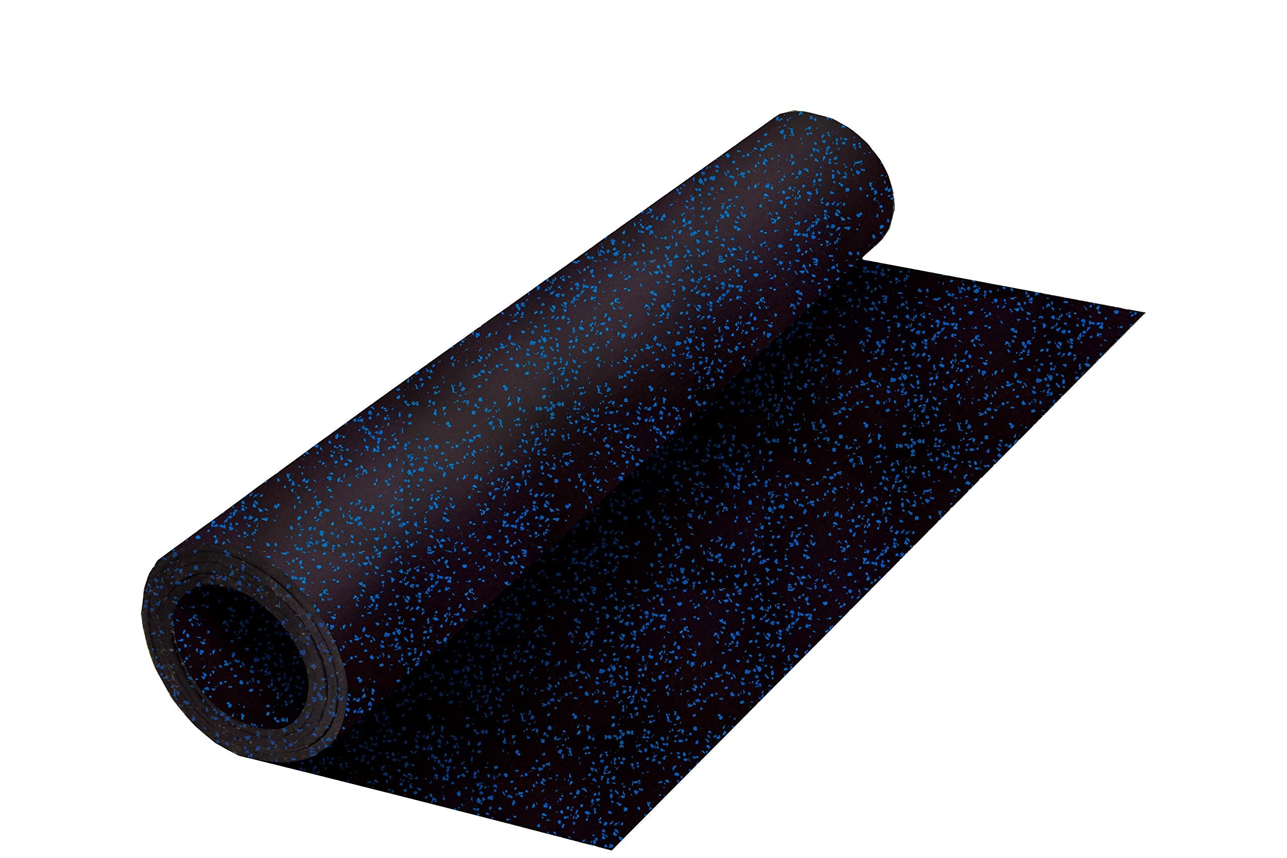Playsafer Genaflex Rubber Gym Floor Mat, Heavy Duty Commercial Protective Gym Flooring Roll - 8mm Thick (10% Blue, 4' X 4')
