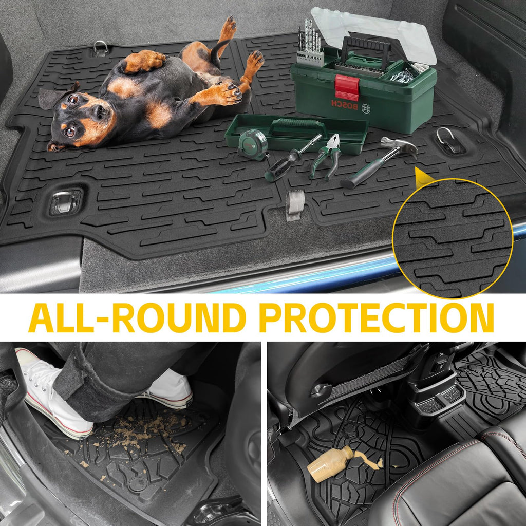 Cargo Mats for 2018-2025 Jeep Wrangler JL Unlimited 4X4 Trunk Mat with Backrest Liner, All Weather TPE Protector Rear Back Seat Mats for 18-25 Wrangler JL 4X4 4 Door Accessories