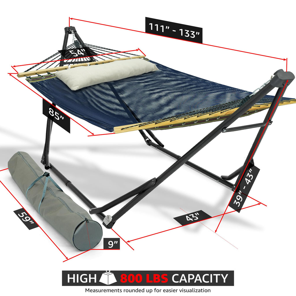 Tranquillo Unity Adjustable Hammock Stand, Hammocks Stands for The Garden, 800 lbs Capacity Steel Double Hammock Stand for 2 Persons, Premium Pre-Assembled Stand (Steel, Aegean)