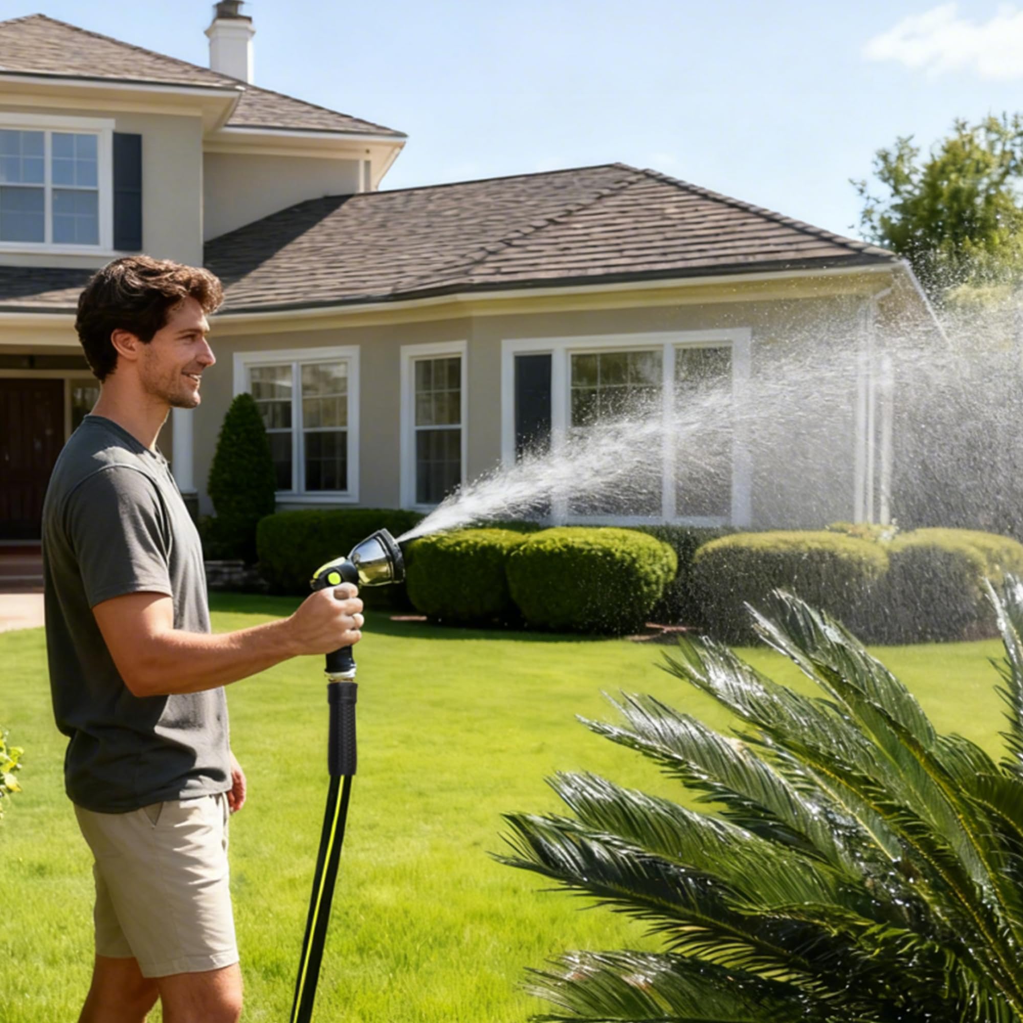 Worth Leader Short Garden Hose 3/4 in. x 2 ft. - Heavy Duty Lightweight PVC Water Hose - Flexible, No Kink, Leakproof, Male to Female Fittings - 200PSI Work & 500PSI Burst, for Lawn & Commercial Use