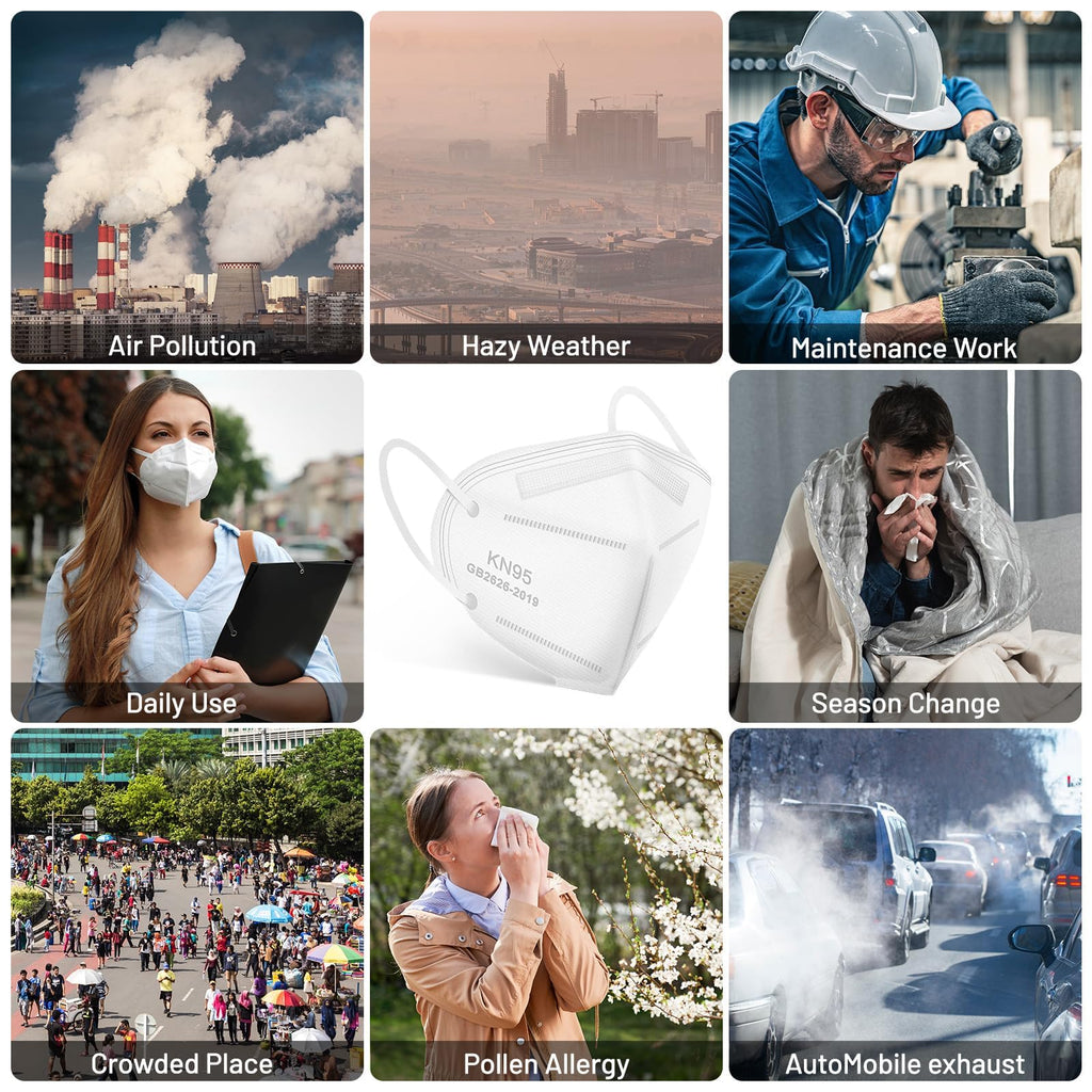 KN95 Face Mask 30pcs Disposable Face Masks Individual Packed Safety 5 Layers Breathable Cup Dust Masks Filtration>95%