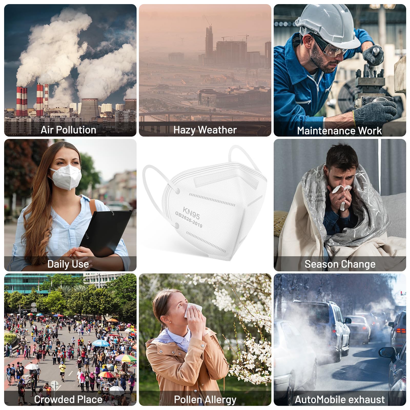 KN95 Face Mask 30pcs Disposable Face Masks Individual Packed Safety 5 Layers Breathable Cup Dust Masks Filtration>95%